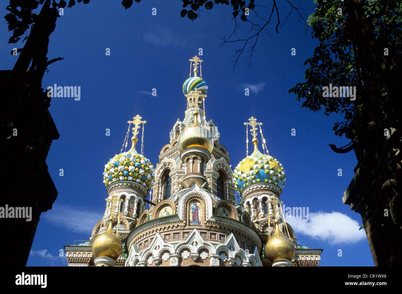 Russland, St. Petersburg, UNESCO-Welterbe, die Kuppeln der orthodoxen Kathedrale des Erlösers auf Auferstehungskirche (1883-1907) Stockfoto