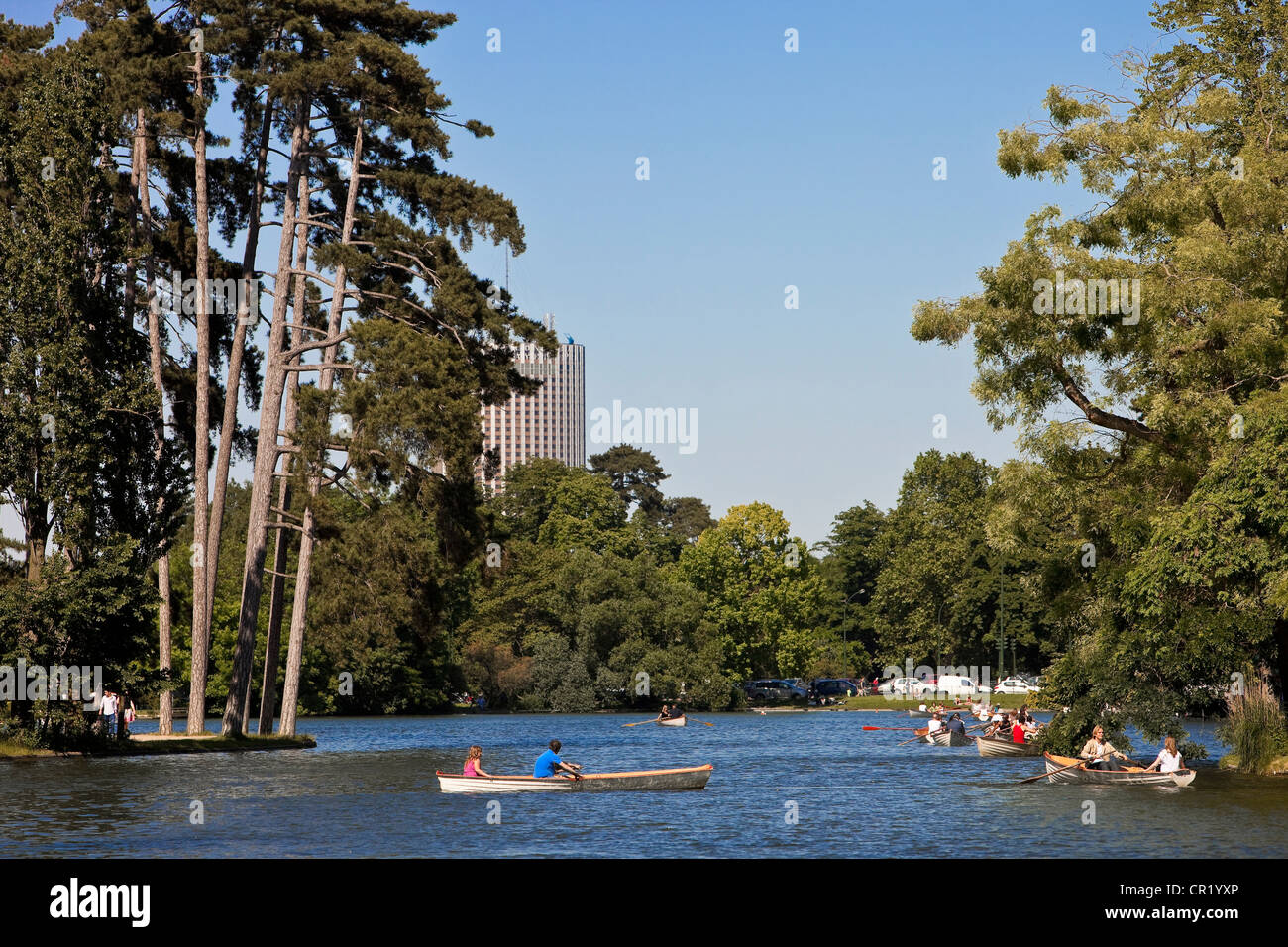 Frankreich, Paris, Bois De Boulogne, Bootsfahrt am Lac inferieur Stockfoto