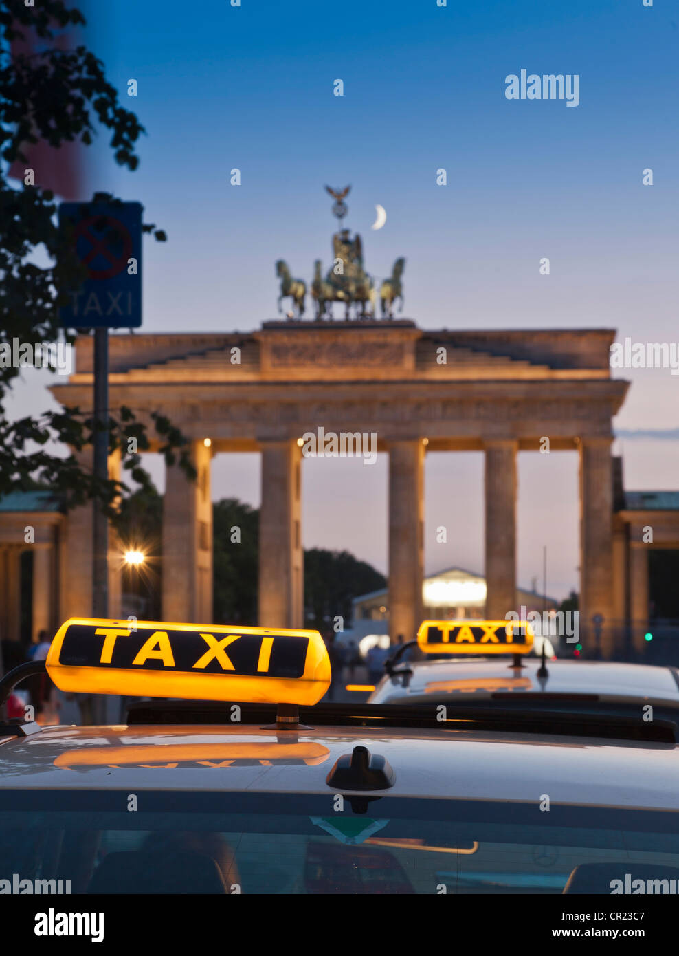 Nahaufnahme von Taxi-Schilder auf Taxis Stockfoto