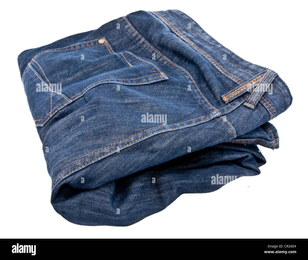 Jeans, die isoliert auf weißem Hintergrund Stockfoto