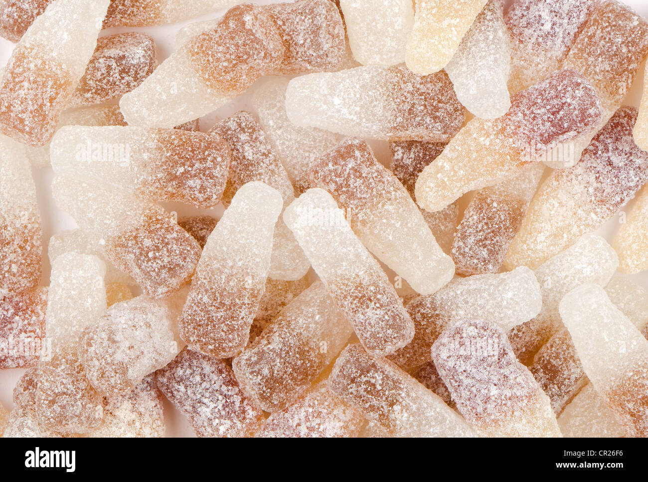 Hintergrund von fizzy Cola-Flasche Süßigkeiten Süßwaren - Studio gedreht Stockfoto