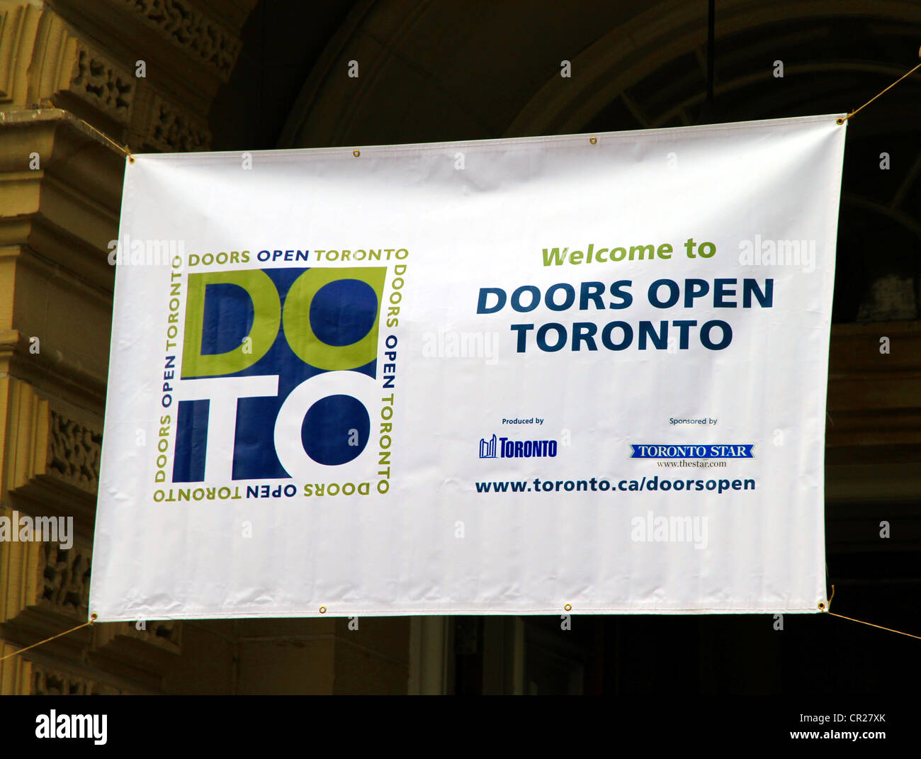 Türen öffnen Toronto Banner Stockfoto