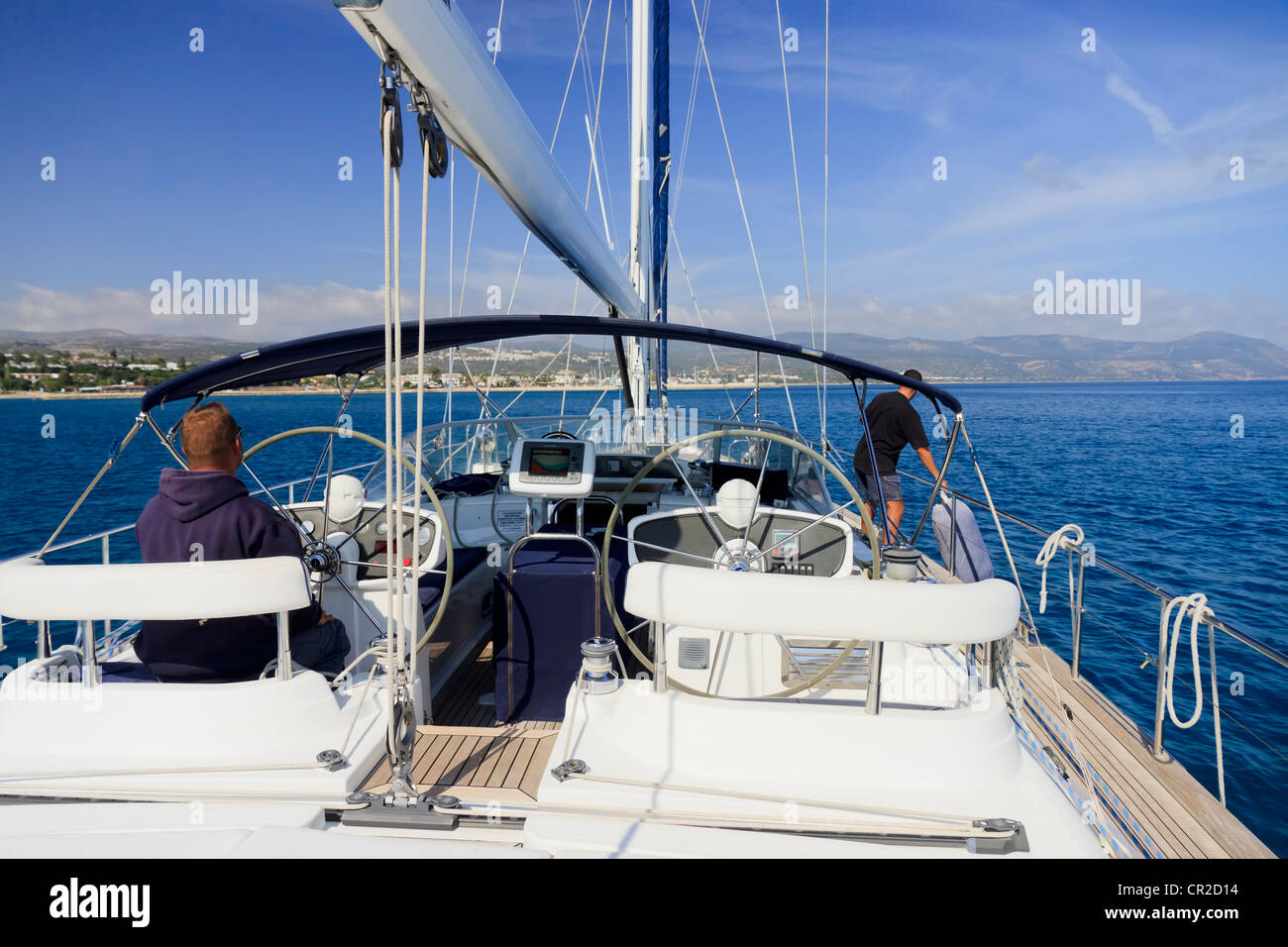 Kurz vor den Hafen ankern vorbereiten Stockfoto