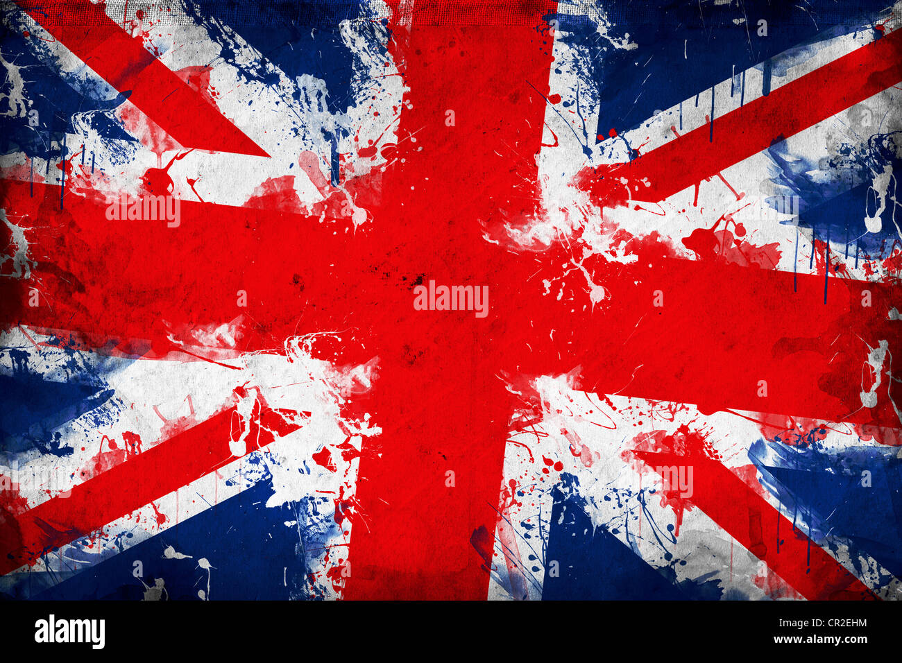Grunge Großbritannien Flagge, Bild ist eine detaillierte Grunge Textur überlagert. Stockfoto