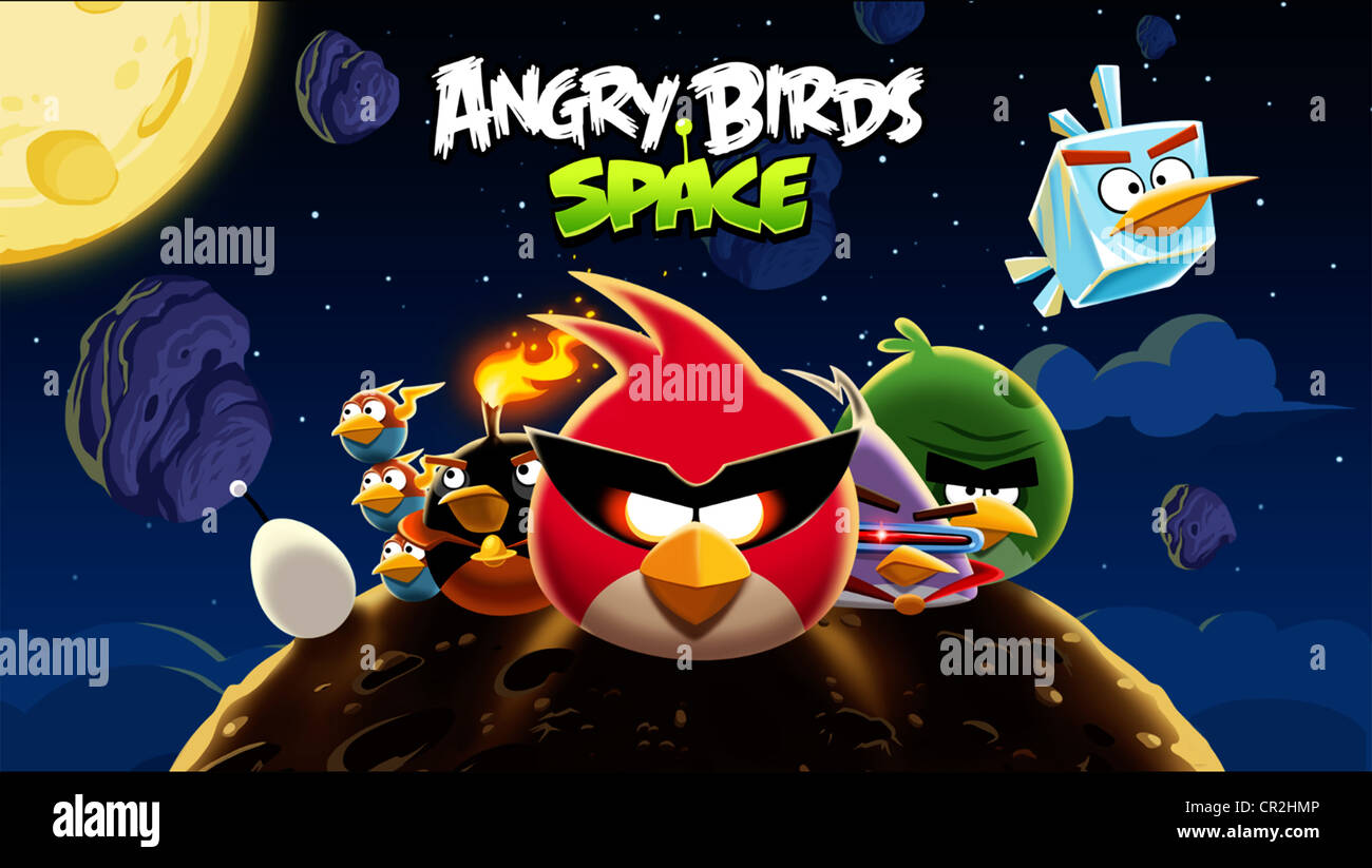 Angry Birds Space - Ladebildschirm für das Spiel Stockfoto