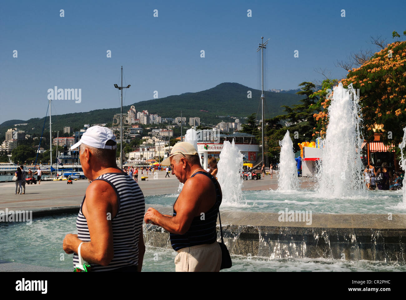 Yalta Brunnen auf Promenade, Krim, Ukraine Stockfoto