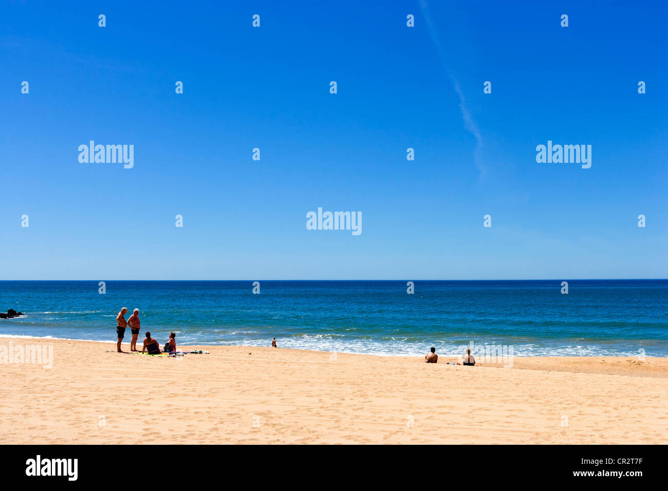 Strand in Quarteira, Algarve, Portugal Stockfoto