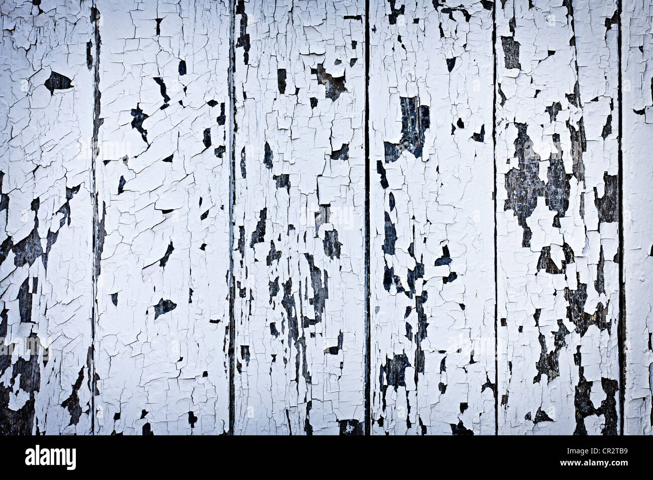 Hintergrund der alten Holzplatten mit abblätternde Farbe Stockfoto