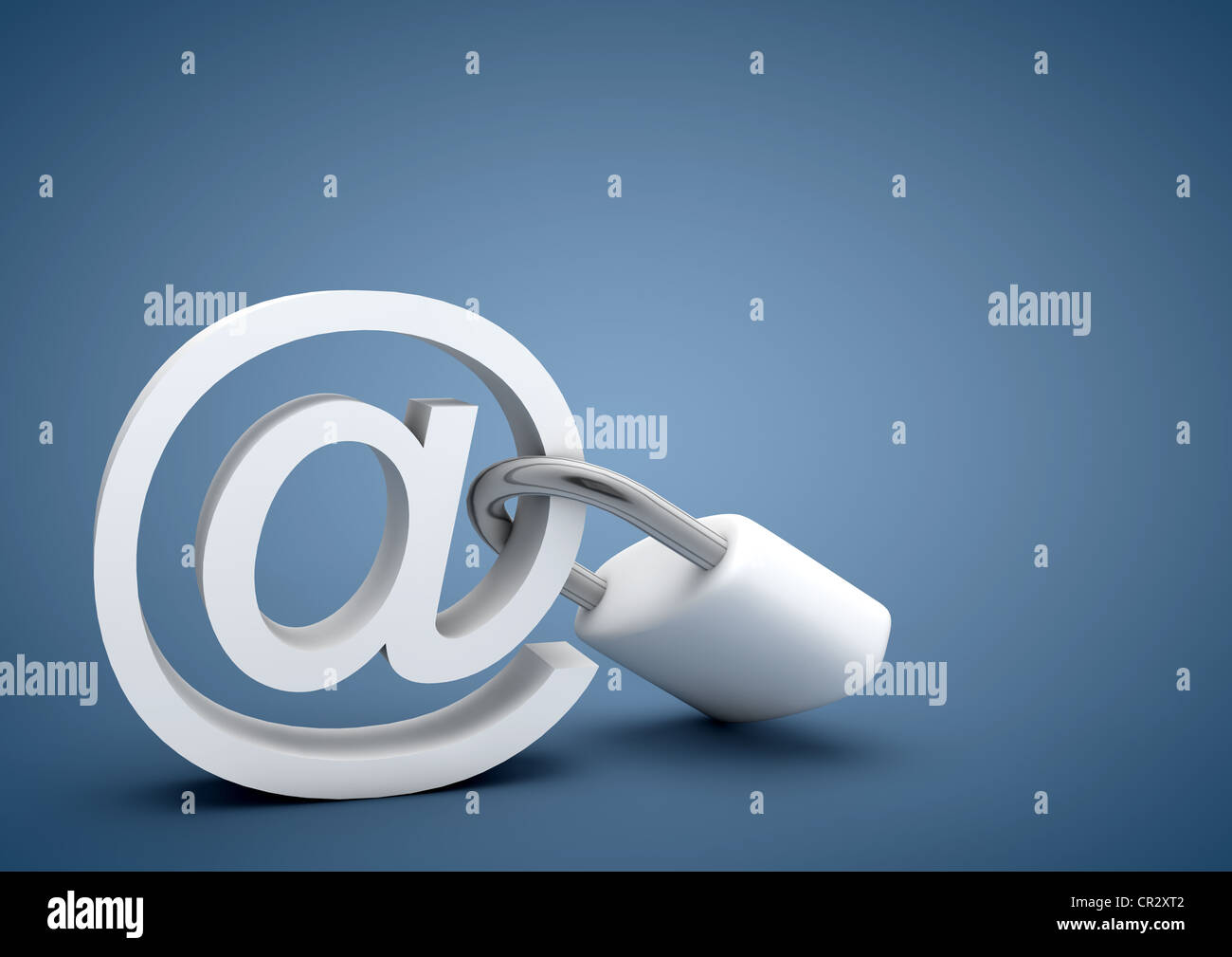 Vorhängeschloss, Zeichen, symbolisches Bild für Sicherheit in der E-mail und Internet, Spam, Hacker, 3D illustration Stockfoto