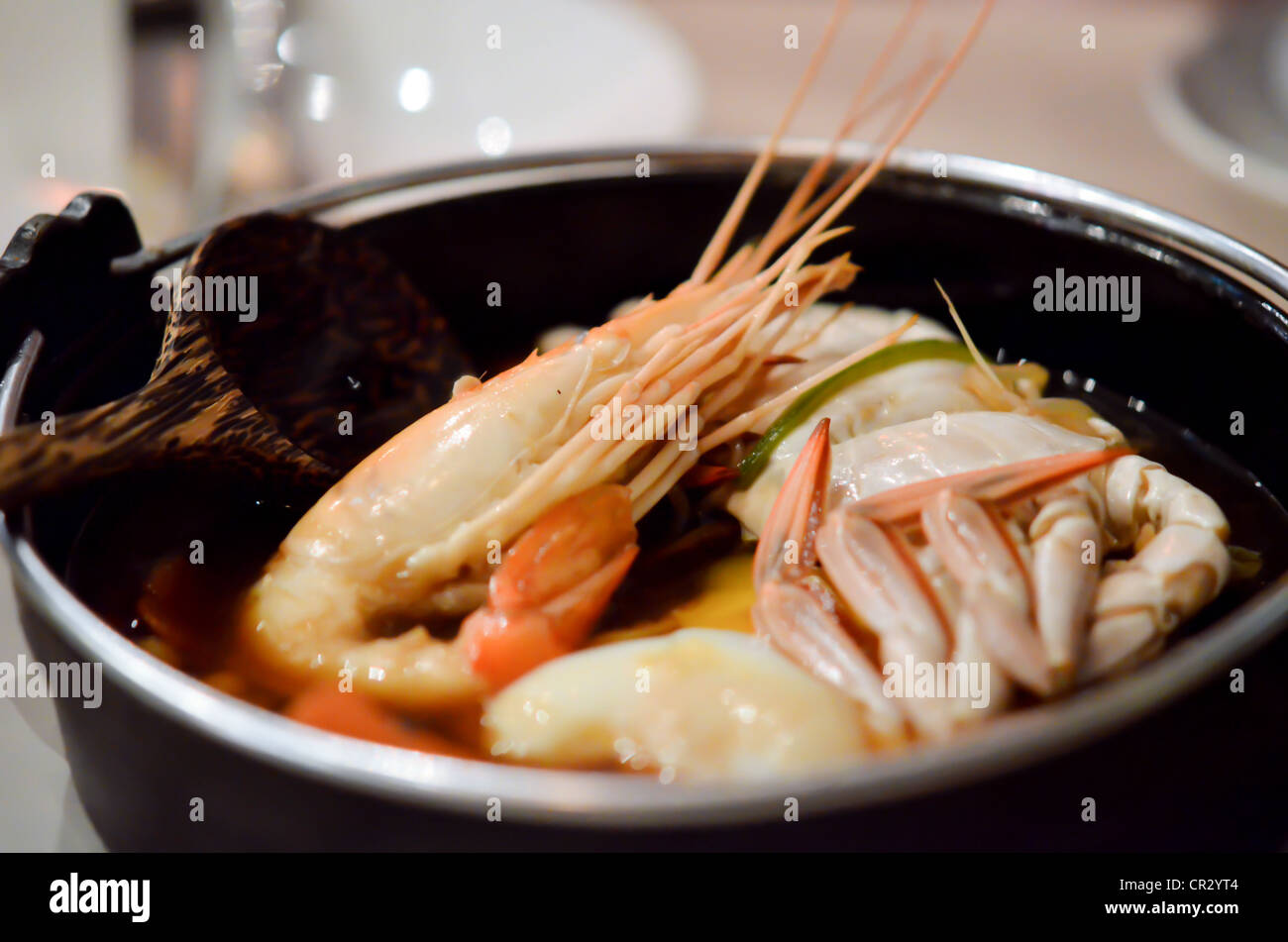 Sukiyaki Mischung Meeresfrüchte, asiatische Küche. Stockfoto