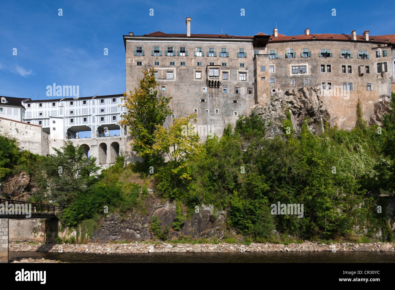 Blick Richtung Schwarzenberg Palast oder Český Krumauer Burg, UNESCO-Weltkulturerbe, Český Krumlov, Tschechische Republik Stockfoto