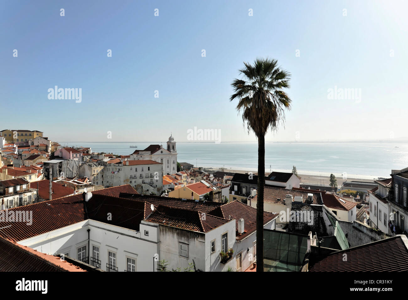 Blick auf den östlichen Teil der Alfama aus der Sicht Portas Sol, Lissabon, Lissabon, Portugal, Europa Stockfoto