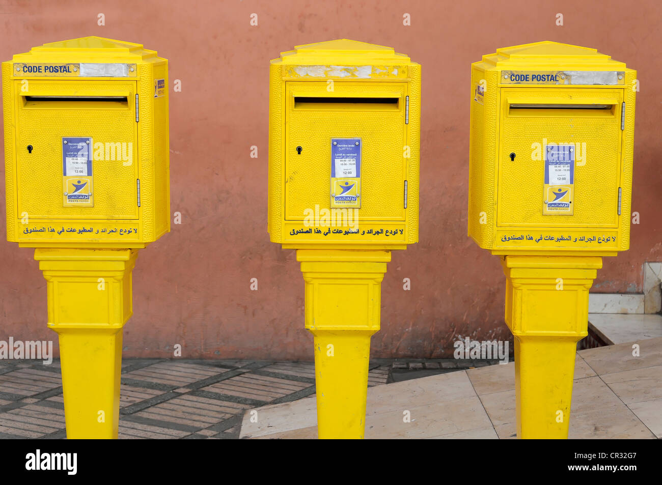 Briefkästen der königliche marokkanische Post, Poste Maroc, Marrakesch, Marokko, Afrika Stockfoto