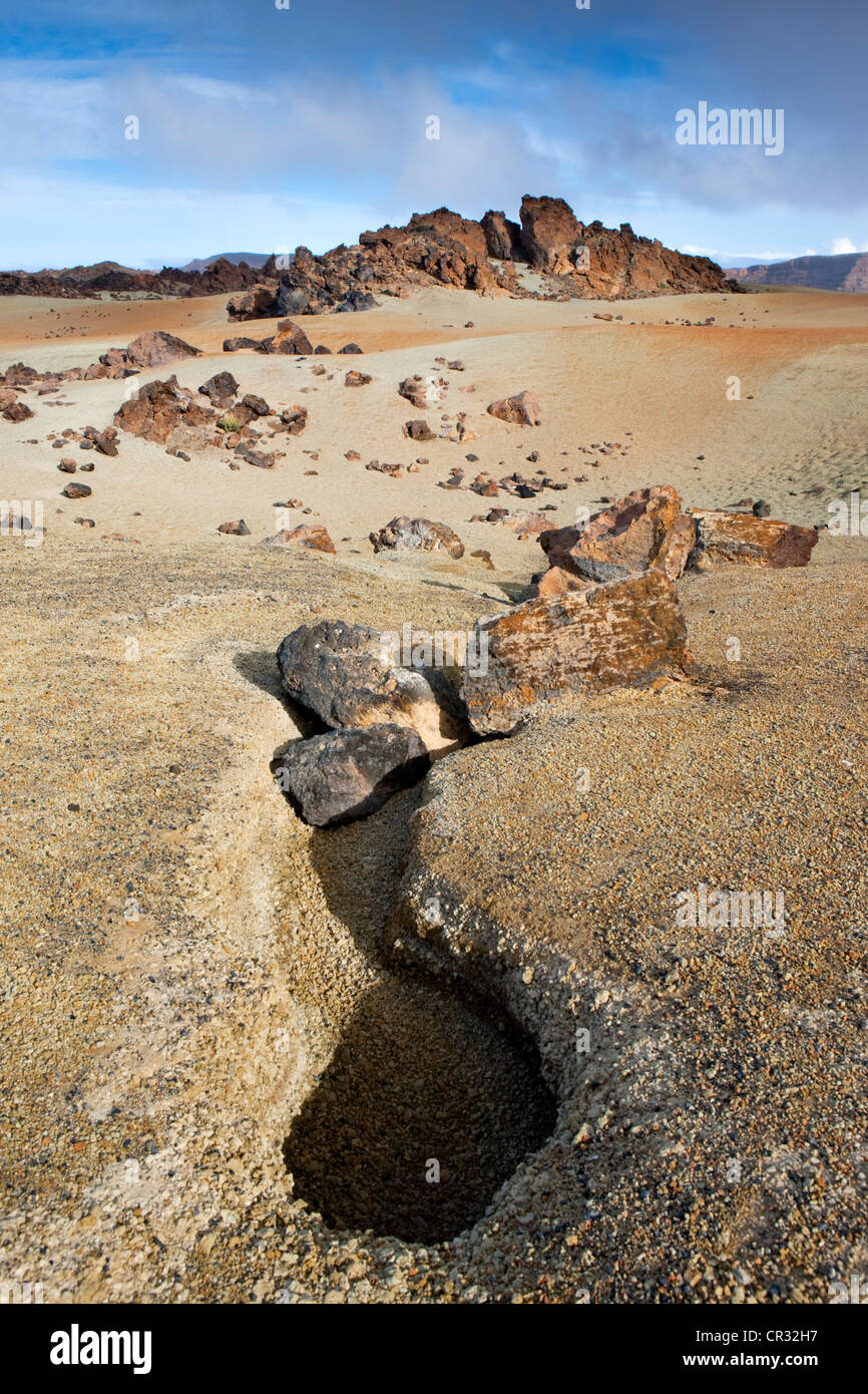 Krater Landschaft im Teide-Nationalpark, zum UNESCO-Weltkulturerbe, Teneriffa, Kanarische Inseln, Spanien, Europa Stockfoto
