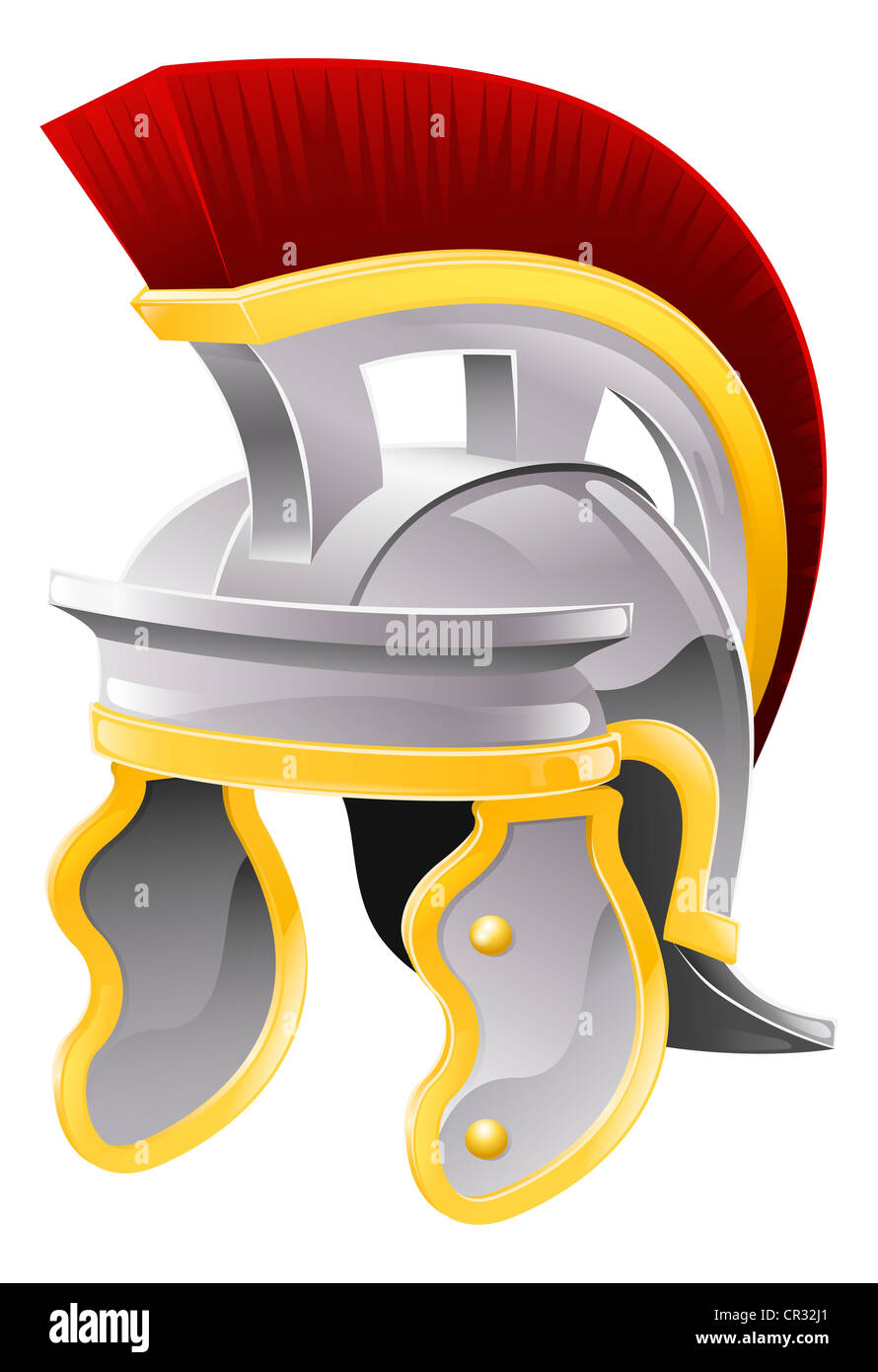 Darstellung der römischen Soldaten Galea Stil Helm mit roter Haube Stockfoto