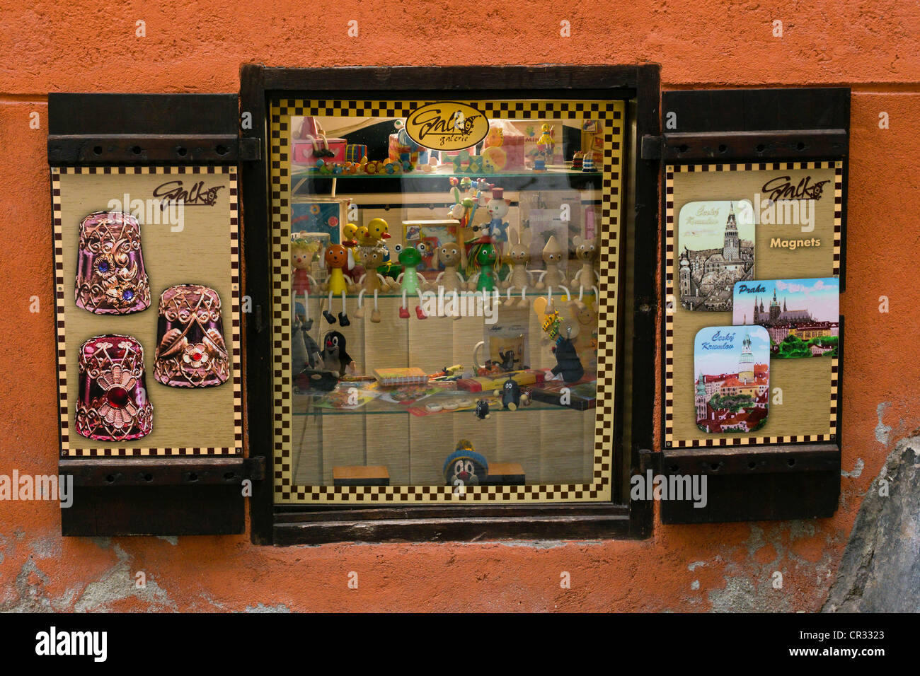 Schaufenster in der Altstadt von Cesky Krumlov, Böhmen böhmische Krumlov, UNESCO-Weltkulturerbe Stockfoto
