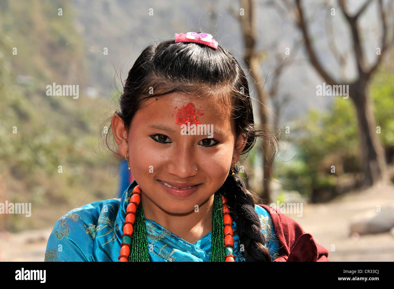 Nepalesische Frau, Student, Porträt, Pokhara, Nepal, Asien Stockfoto