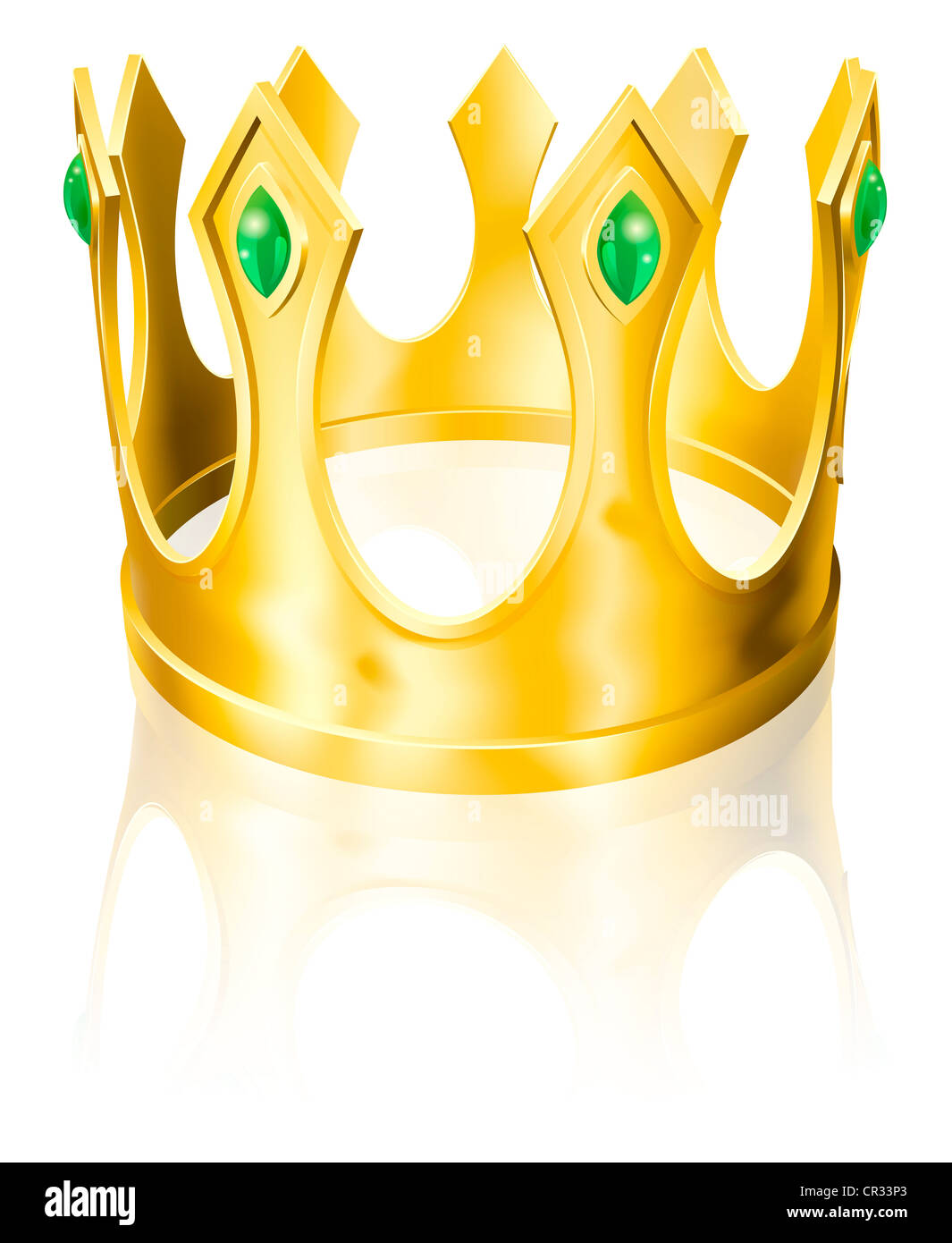Beispiel für eine goldene Krone mit grüne Smaragde Stockfoto