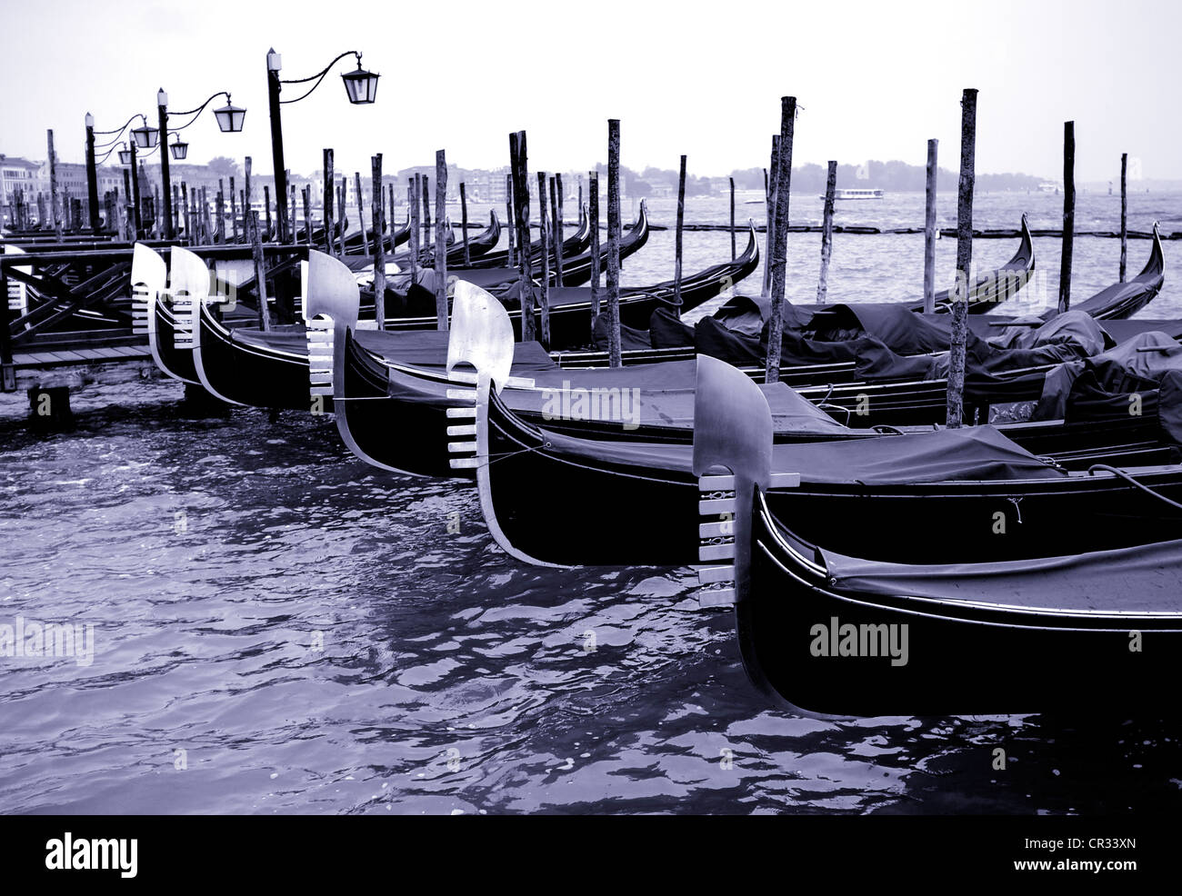 Gondeln Liegeplätze, Venedig Stockfoto