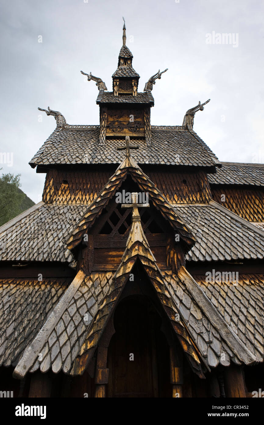 Borgund Stabkirche, Detail, Norwegen, Skandinavien, Europa Stockfoto