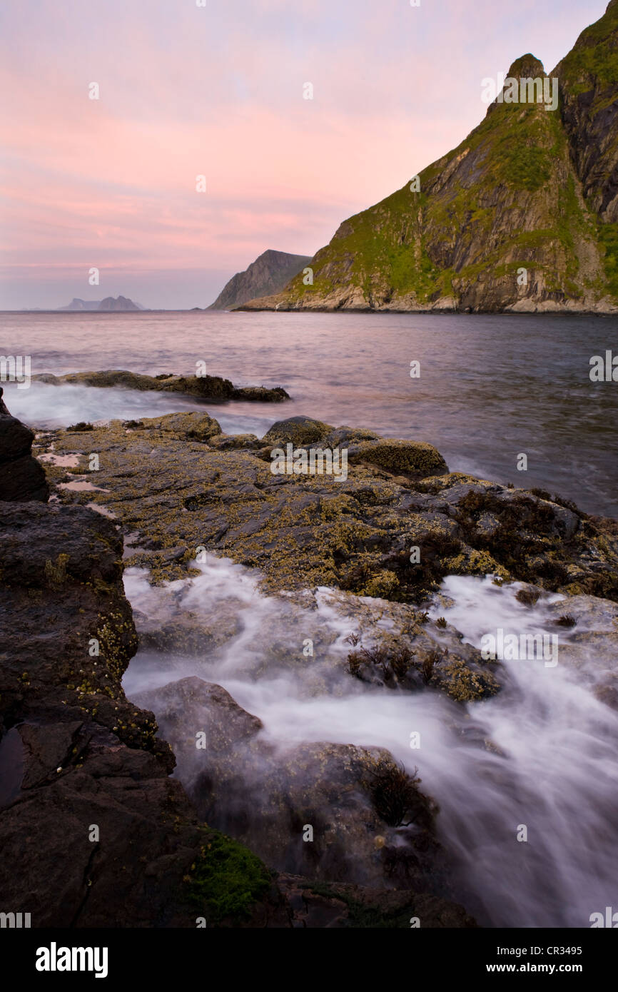 Am frühen Morgen-Stimmung in der Nähe von A, Vestvagoya Insel, westlichen Ende der Lofoten Inseln, Norwegen, Skandinavien, Europa Stockfoto
