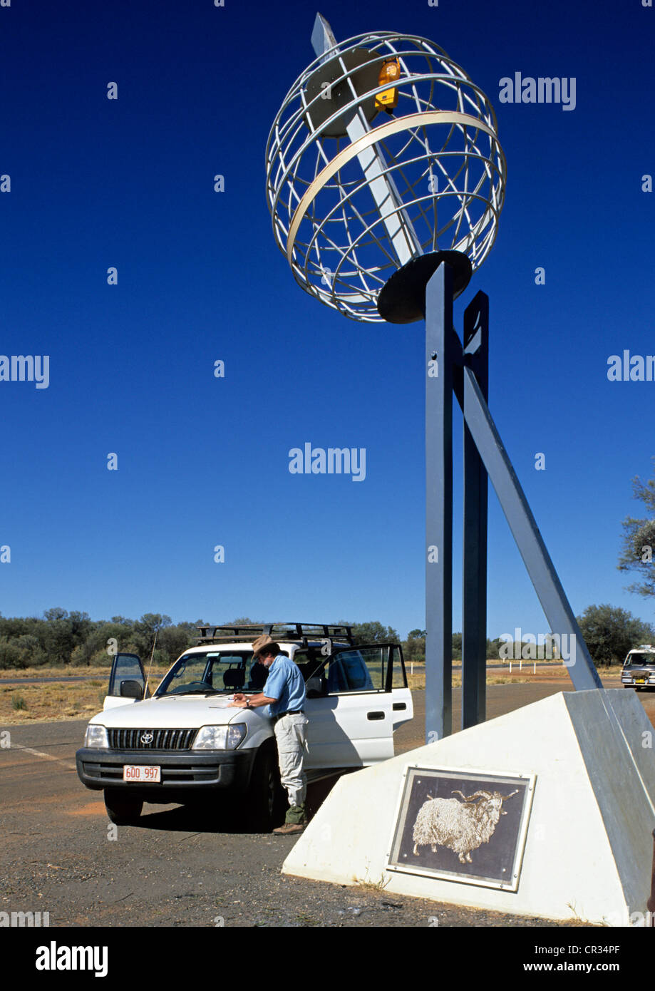 Australien, Northern Territory, Stuart Highway Bauwerk auf der Linie von dem Wendekreis des Steinbocks Stockfoto