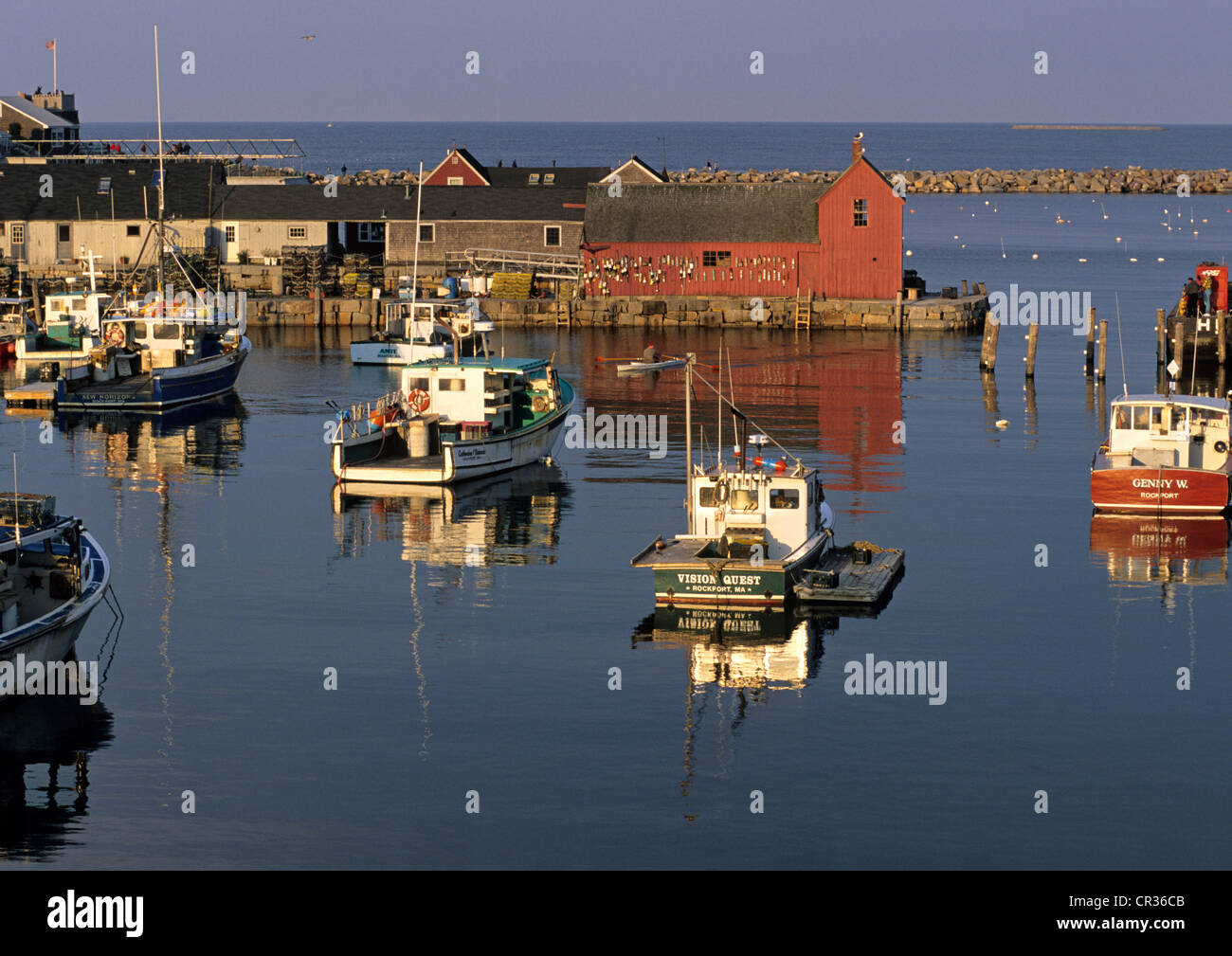 USA, Massachusetts, Rockport, Hafen und N ° 1-Muster Stockfoto