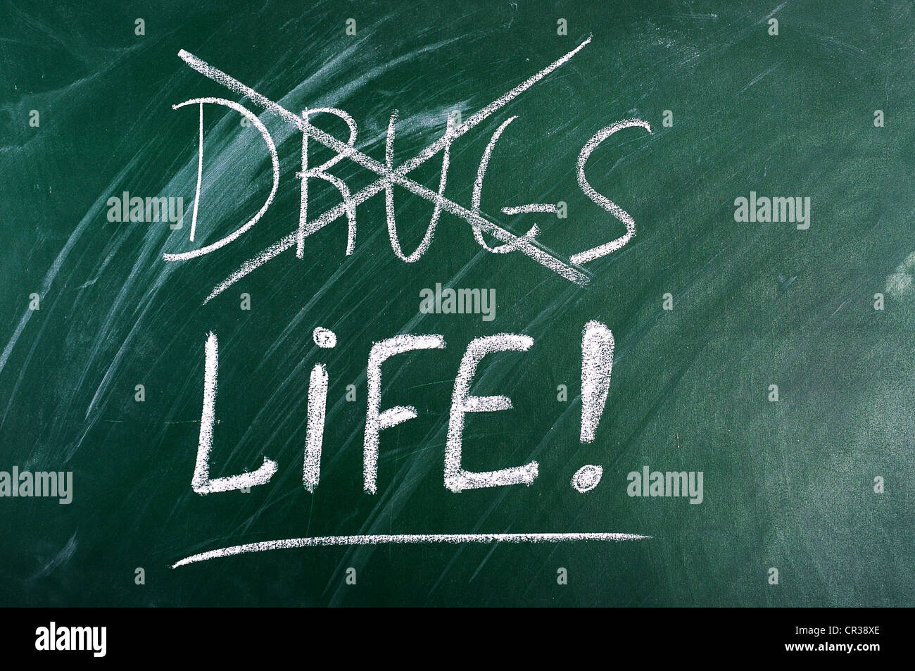 Sag Nein zu Drogen, Wahl Leben-Nachricht an grüne Tafel Stockfoto