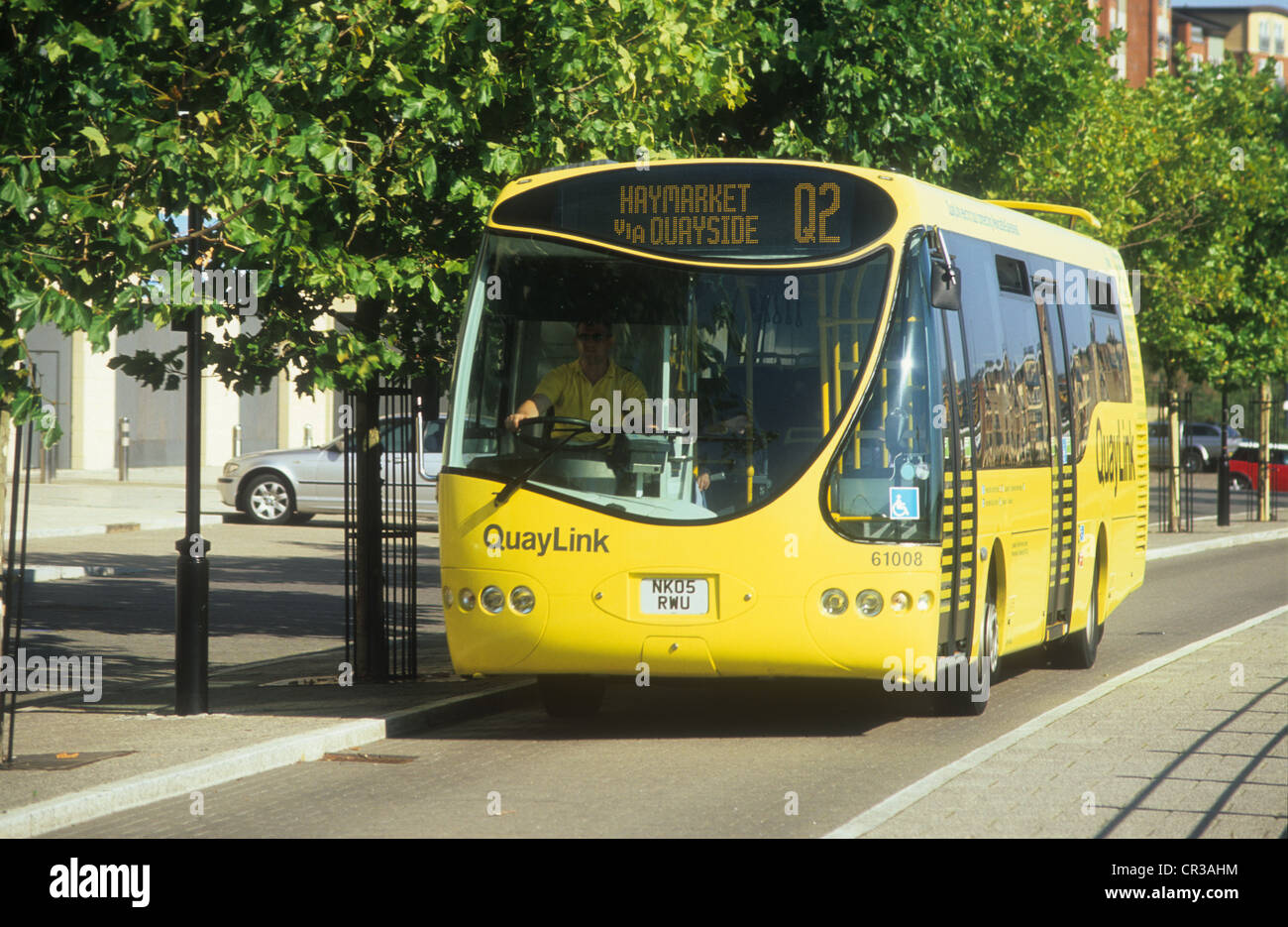 Quaylink Hybrid Electric Bus verbindet Newcastle Upon Tyne Stadtzentrum mit Gateshead Stadtzentrum entfernt im Norden Englands. Stockfoto