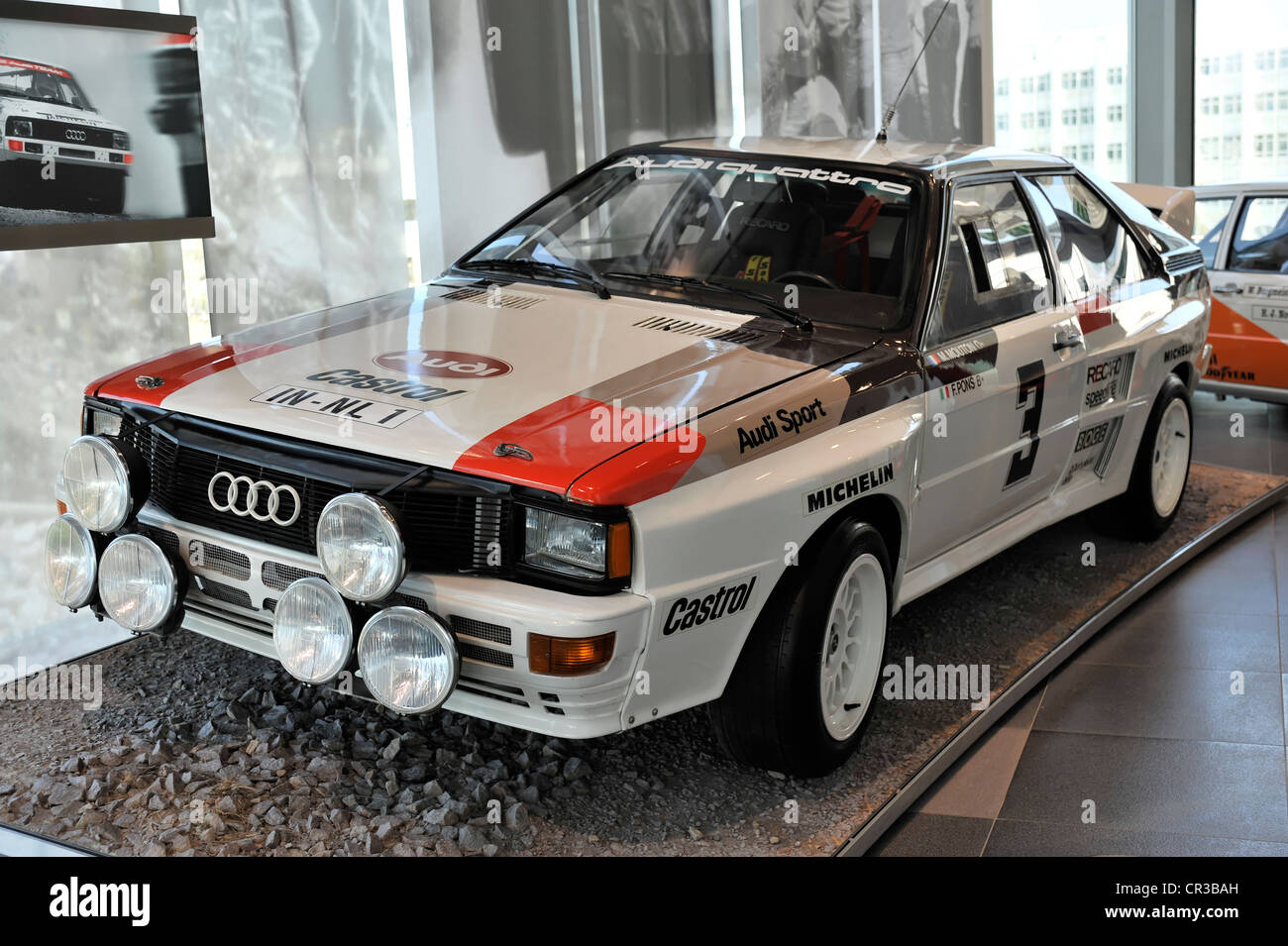 Audi Rallye Quattro A2, Baujahr 1983, Museum Mobile, Erlebniswelt Audi, Audi, Ingolstadt, Bayern, Deutschland, Europa Stockfoto