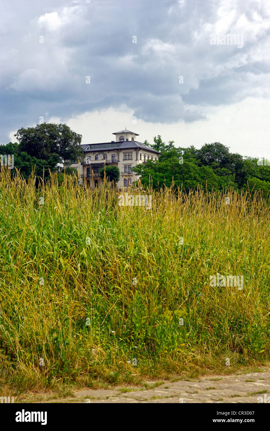 Einige alte, aber kürzlich renovierte Herrenhaus in idyllischer Umgebung, Villa Elysium, Dresden, Deutschland. Stockfoto