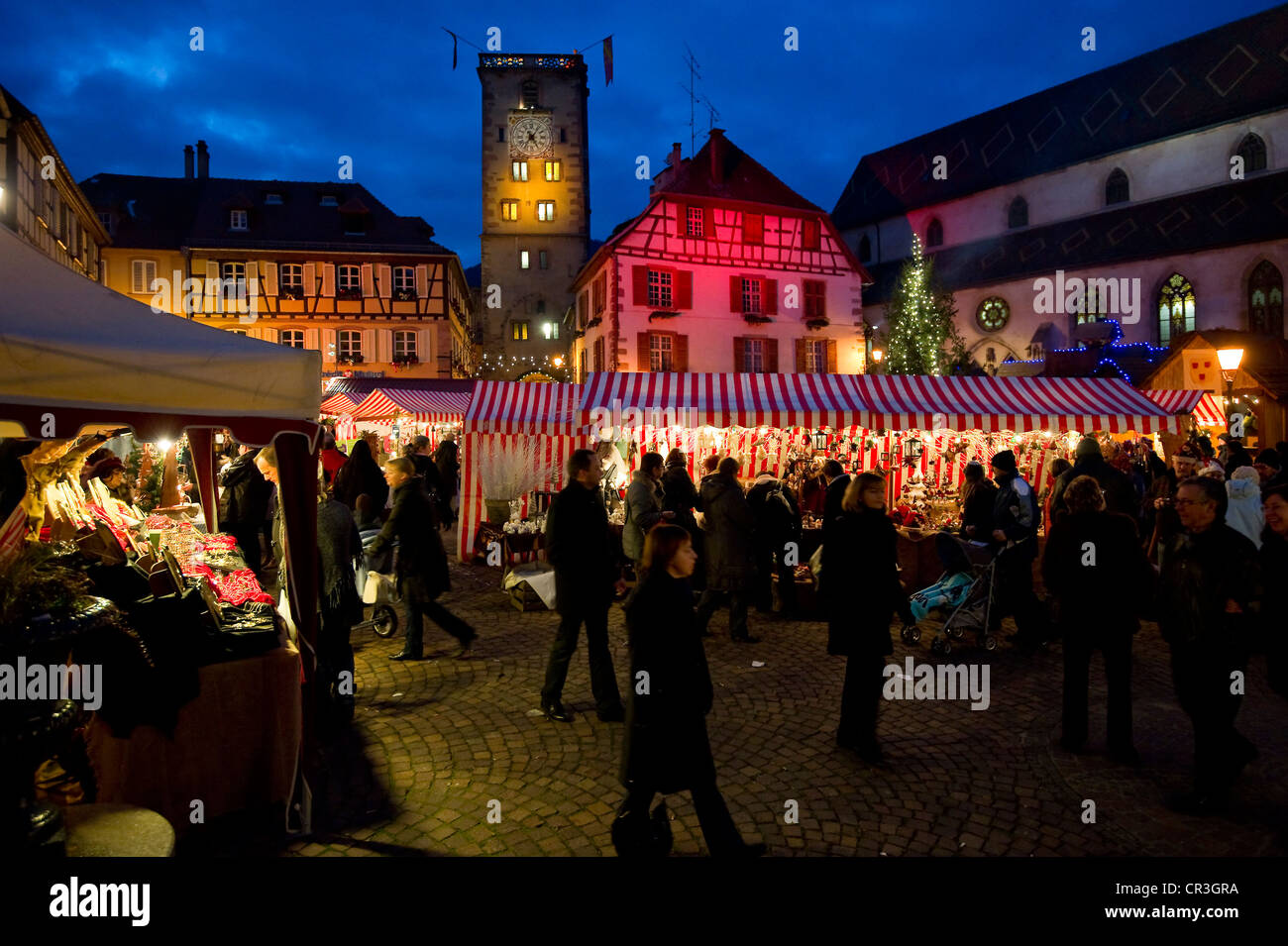 Christmas Market, Ribeauvillé, Elsass, Frankreich, Europa Stockfoto