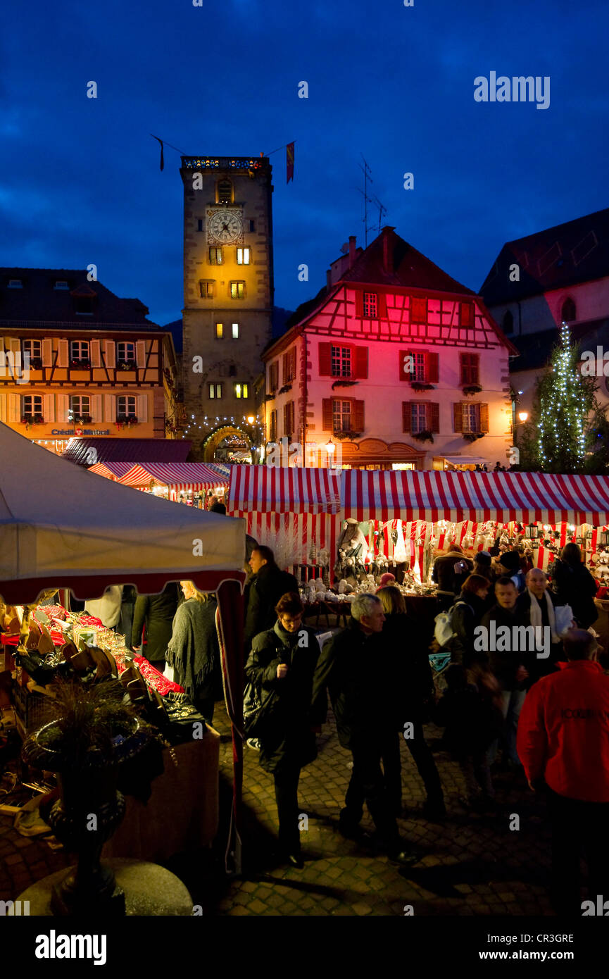 Christmas Market, Ribeauvillé, Elsass, Frankreich, Europa Stockfoto