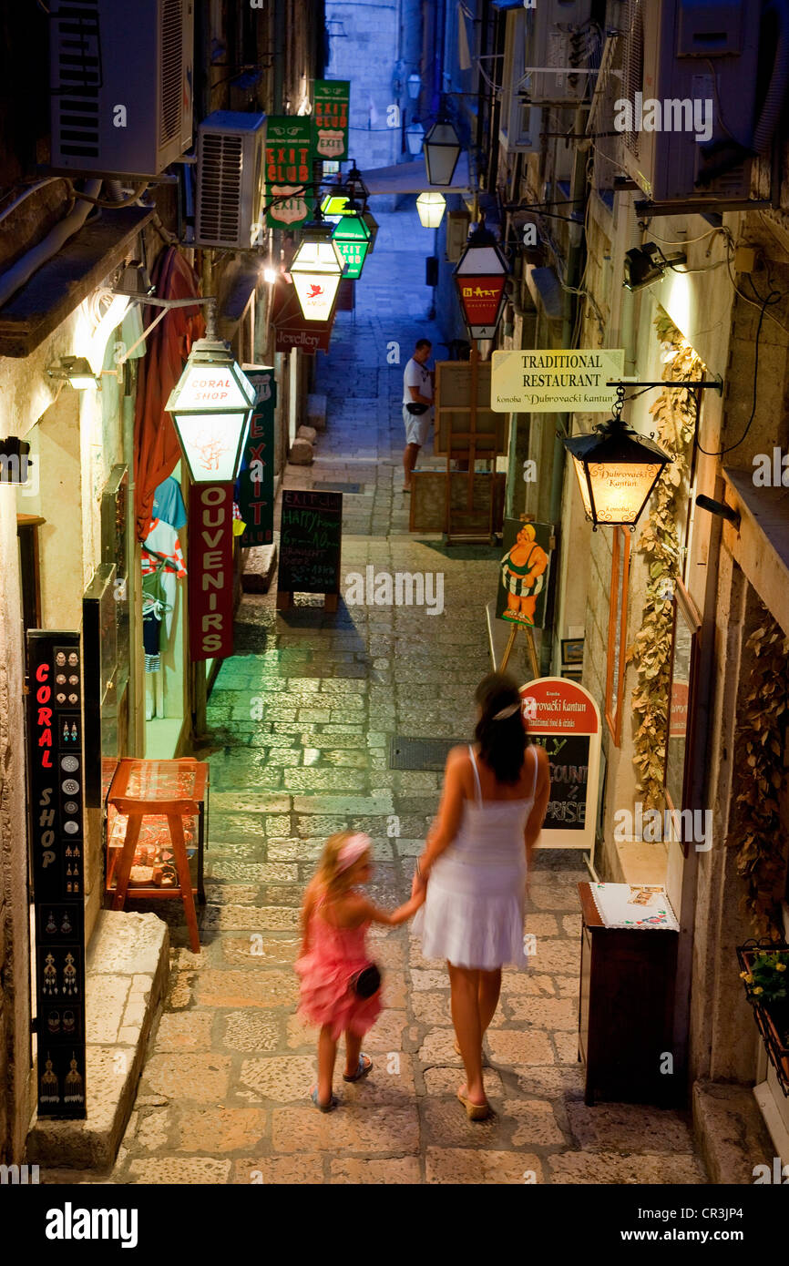 Kroatien, Dalmatien, dalmatinische Küste, Dubrovnik, Altstadt UNESCO-Weltkulturerbe, lane Stockfoto