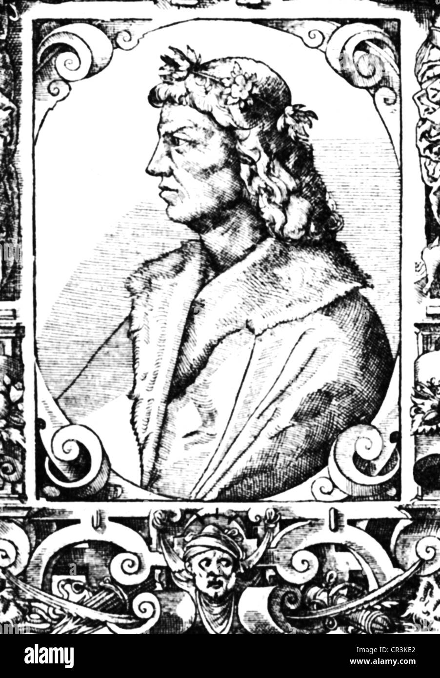 Matthias Corvinus, ICH 27.3. 1443 - 6.4.1490, König von Ungarn 24.1.1458 - 6.4.1490, Porträt, Kupferstich, 17. Jahrhundert, Artist's Urheberrecht nicht gelöscht werden Stockfoto