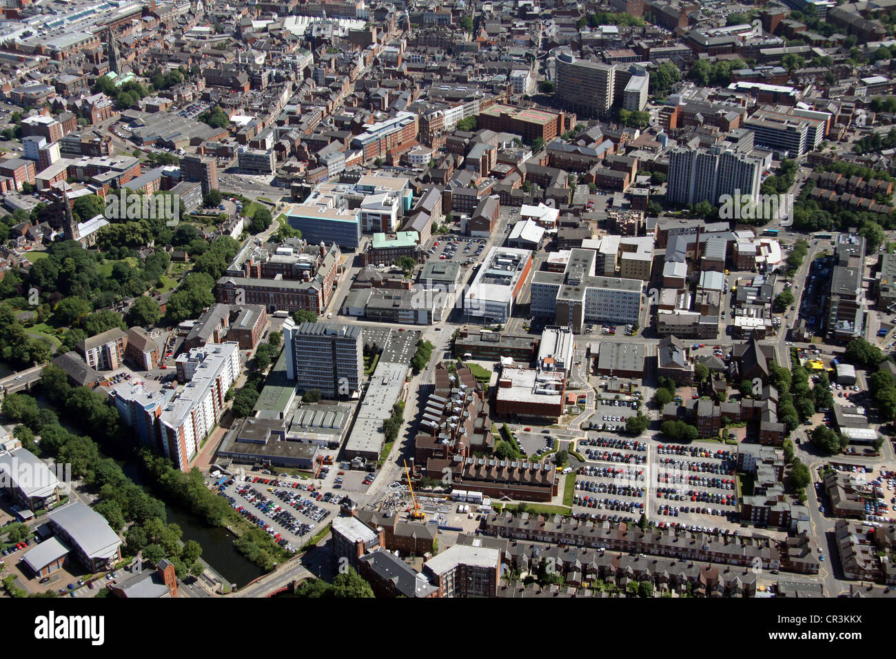 Luftaufnahme der De Montfort University, Leicester Stockfoto