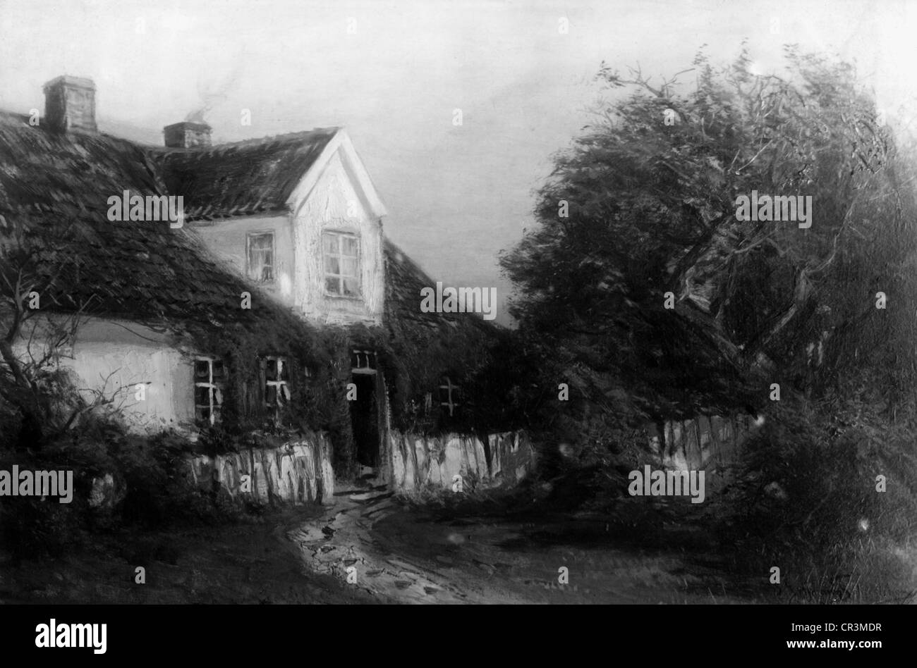 Hoffmann von Fallersleben, August Heinrich, 2.4.1798 - 19.1.1874, deutscher Dichter, das Haus auf Heligoland, in dem er die Nationalhymne Deutschlands schrieb, nach der Malerei, 19. Jahrhundert, Stockfoto