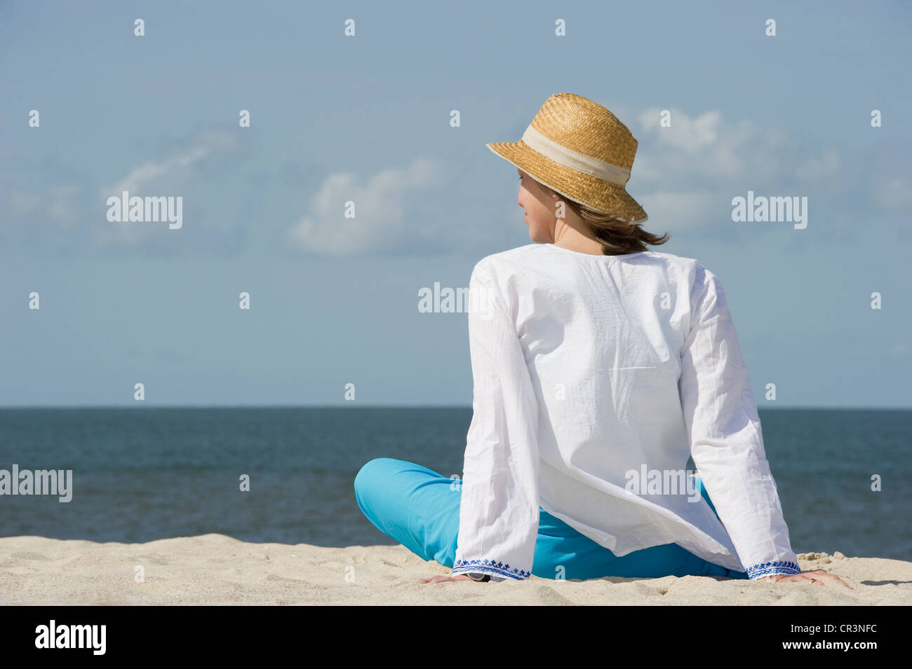 Frau am Strand, Liste, Sylt Insel, Schleswig-Holstein, Deutschland, Europa Stockfoto