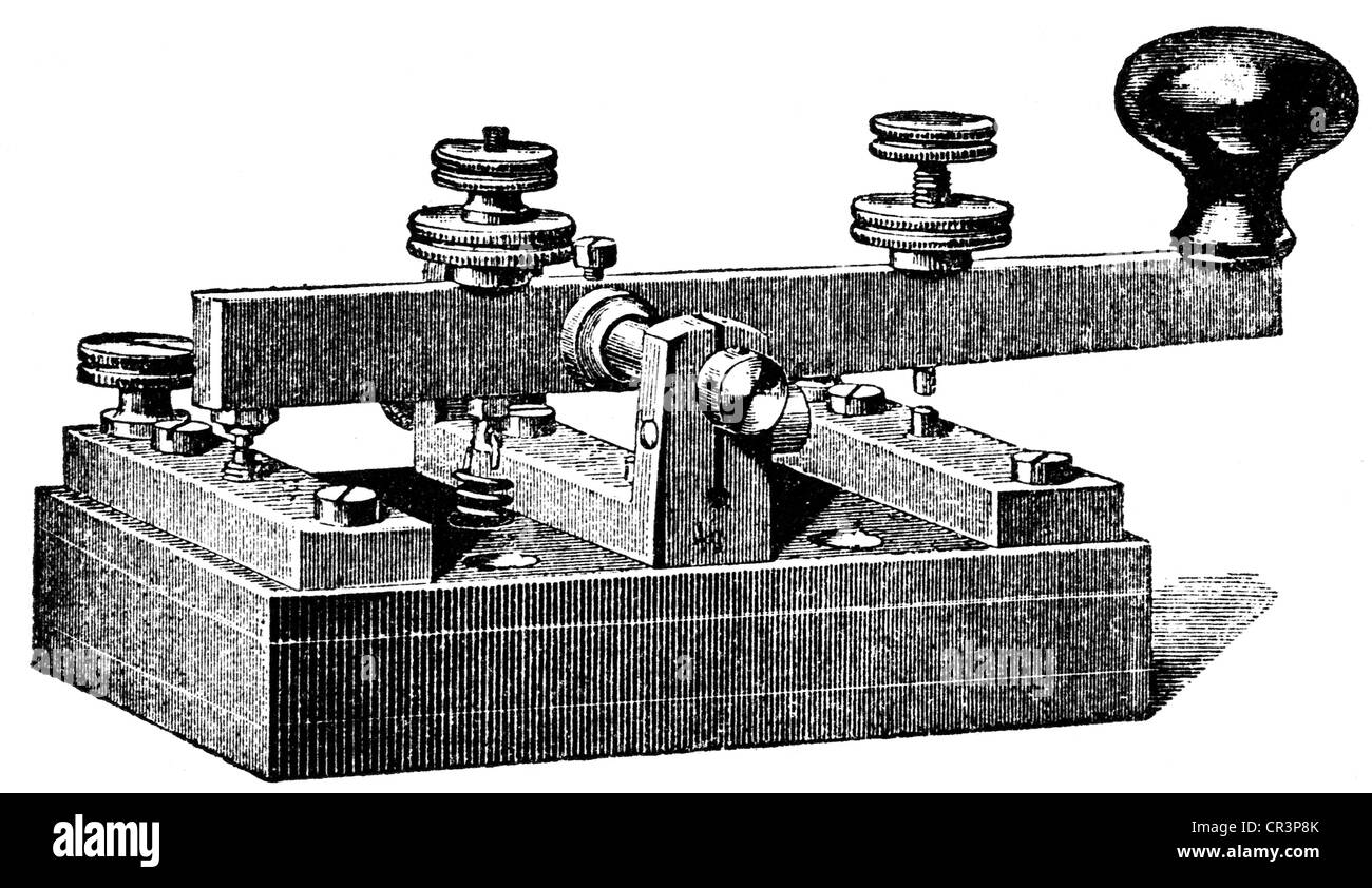 Morse, Samuel, 27.4.171 - 2.4.1872, amerikanischer Erfinder, "The Morse Telegraph", Holzgravur, ca. 1900, Stockfoto