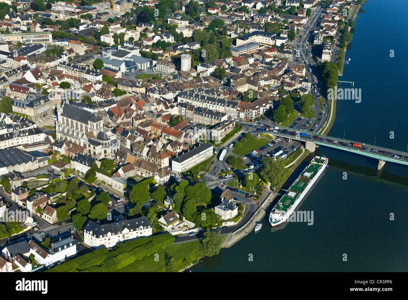 Frankreich, Eure, Vernon in Seine Ufer (Luftbild) Stockfoto