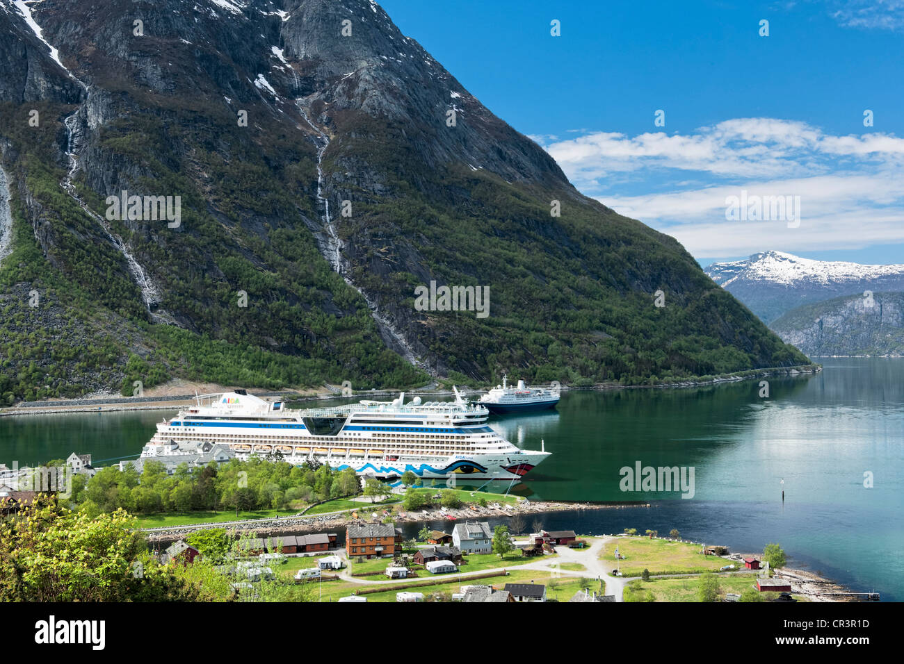 Cruiseboats Aida und Marco Polo in Norwegen, Skandinavien, Europa Stockfoto