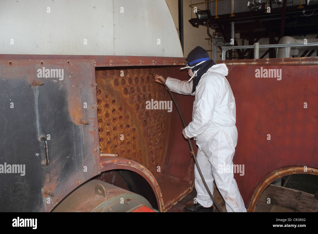 Persönliche Schutzausrüstung. Ingenieur / Reiniger tragen seine persönliche Schutzausrüstung Stockfoto