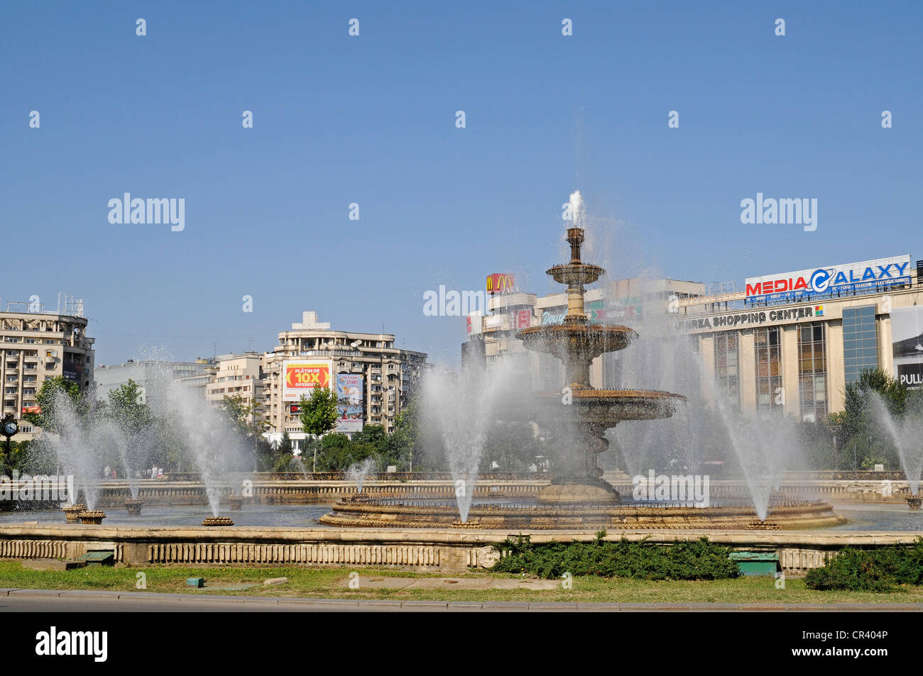 Brunnen, Einkaufszentrum, Piata Unirii Platz, Bukarest, Rumänien, Osteuropa, Europa, PublicGround Stockfoto