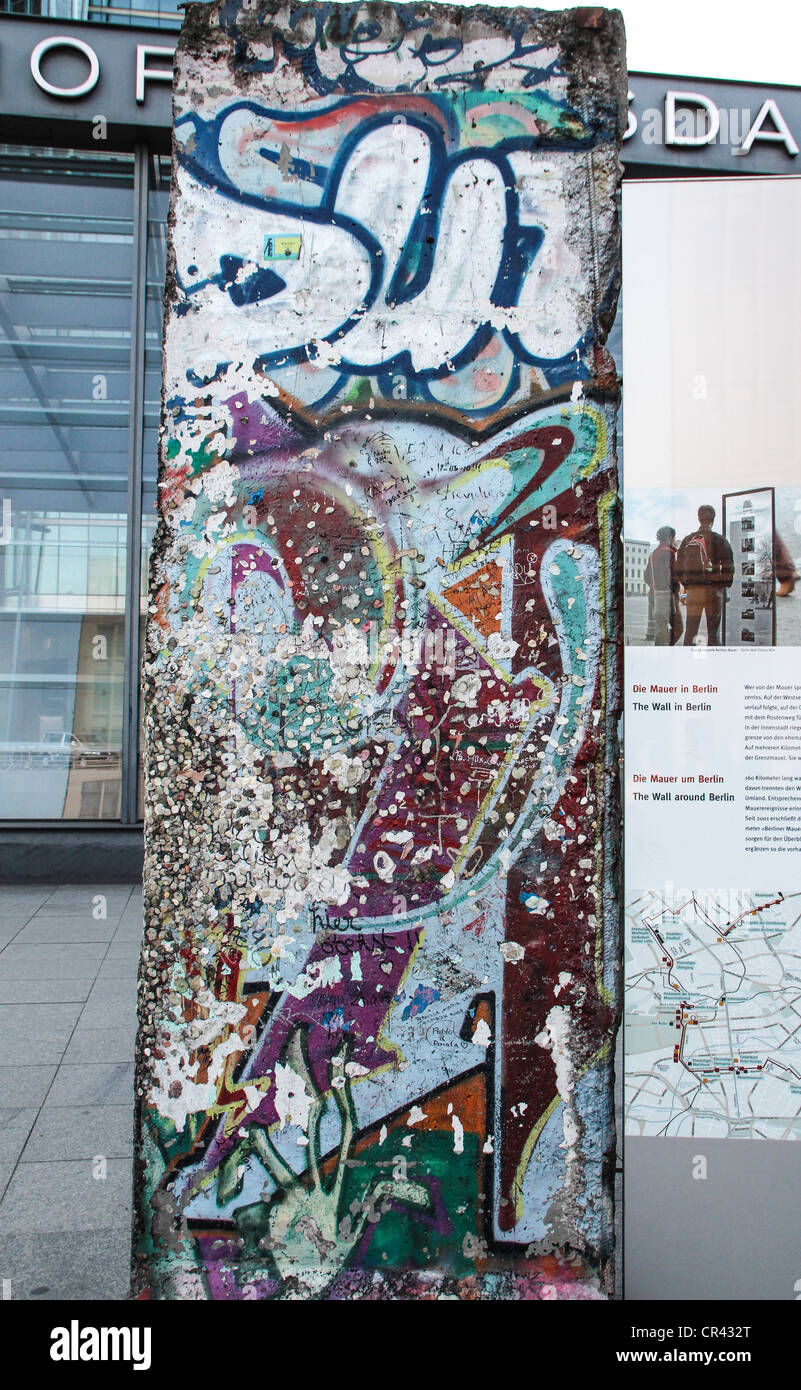 Abschnitte der Berliner Mauer am Potsdamer Platz in Berlin, Deutschland Stockfoto