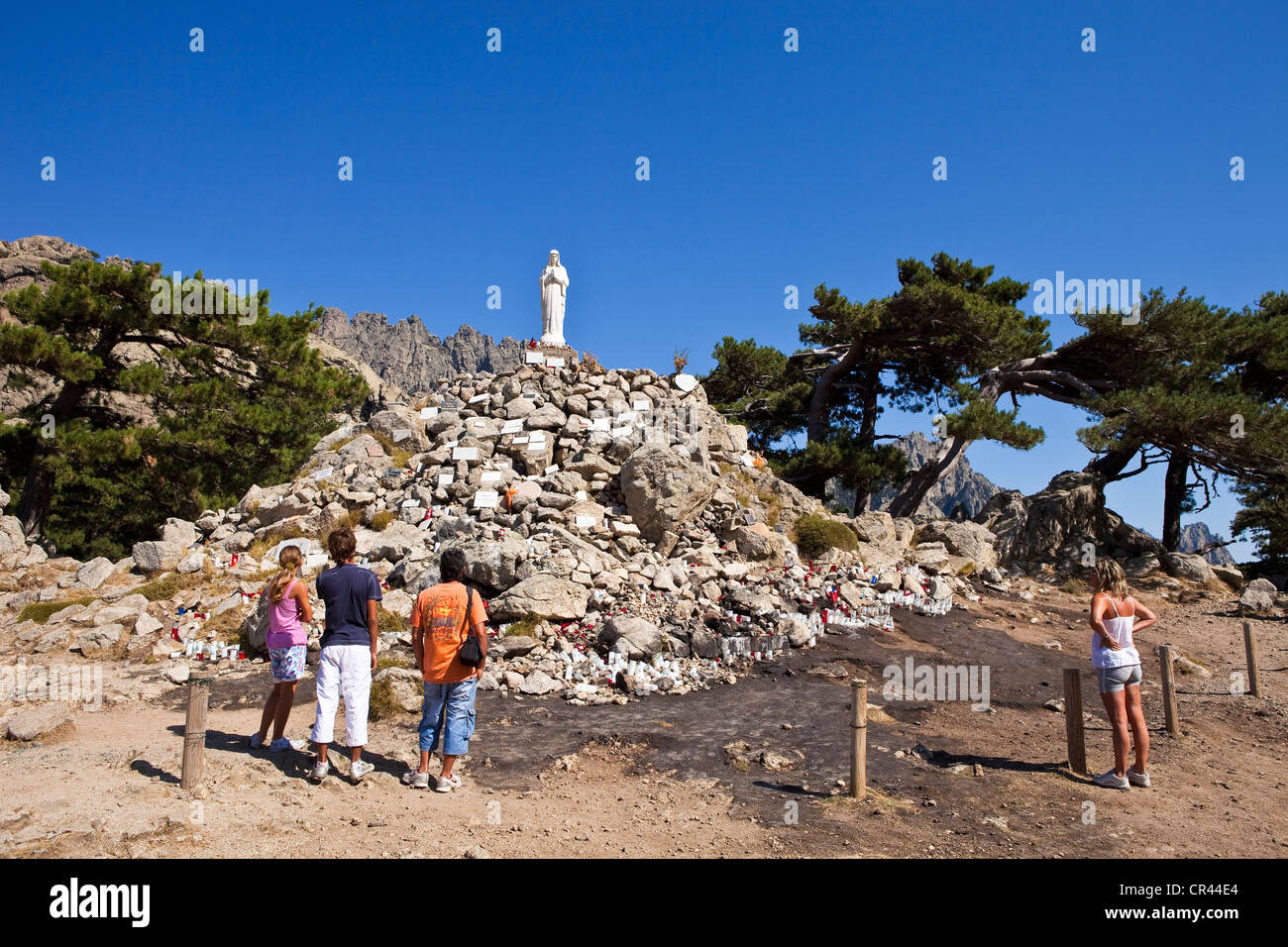 Frankreich, Corse-du-Sud, Aiguilles de Bavella am Bavella-Pass, Virgen Notre Dame des Neiges Stockfoto