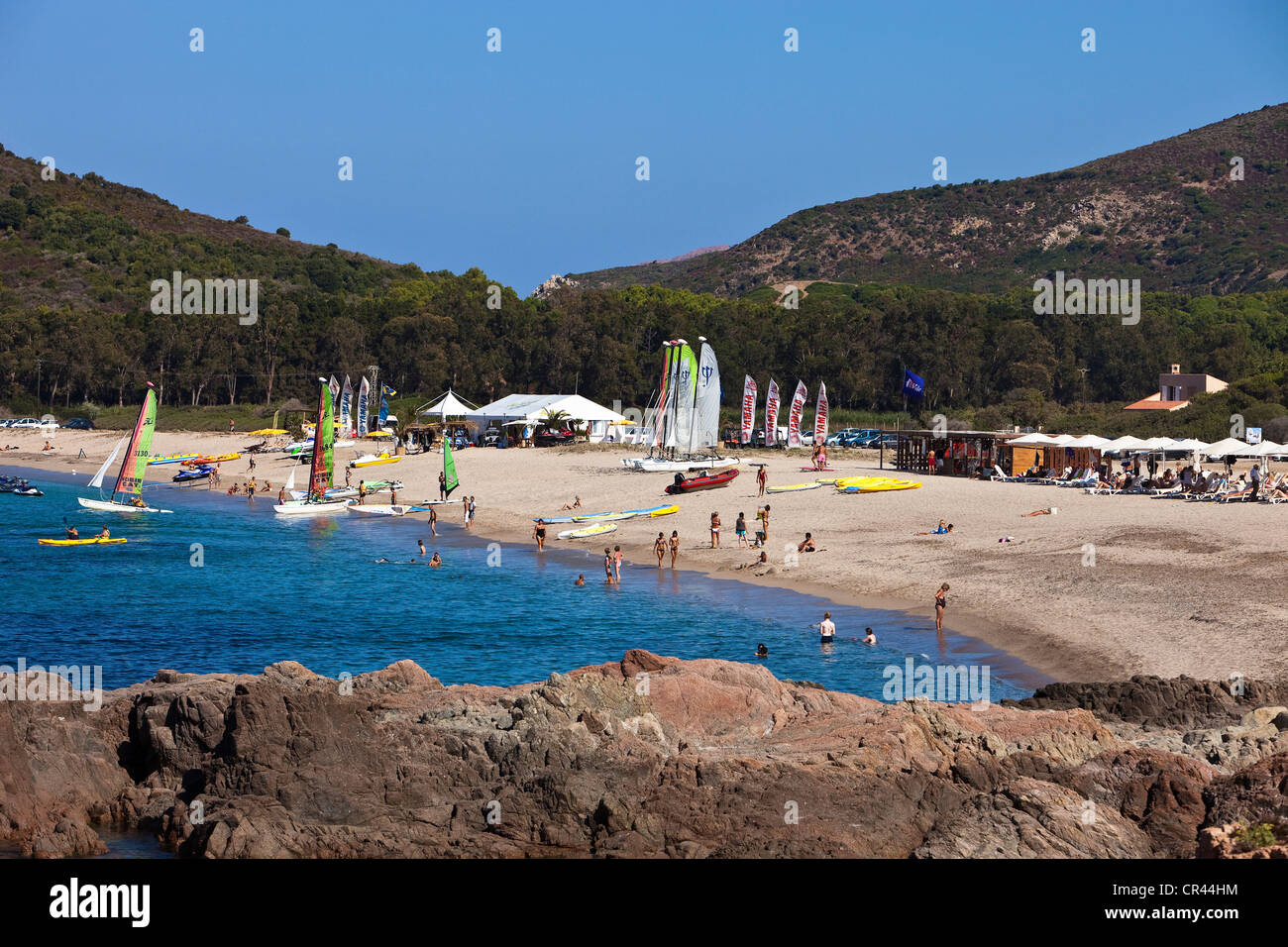 Frankreich, Corse du Sud, Club Med am Strand von Chiuni Cargese Stockfoto