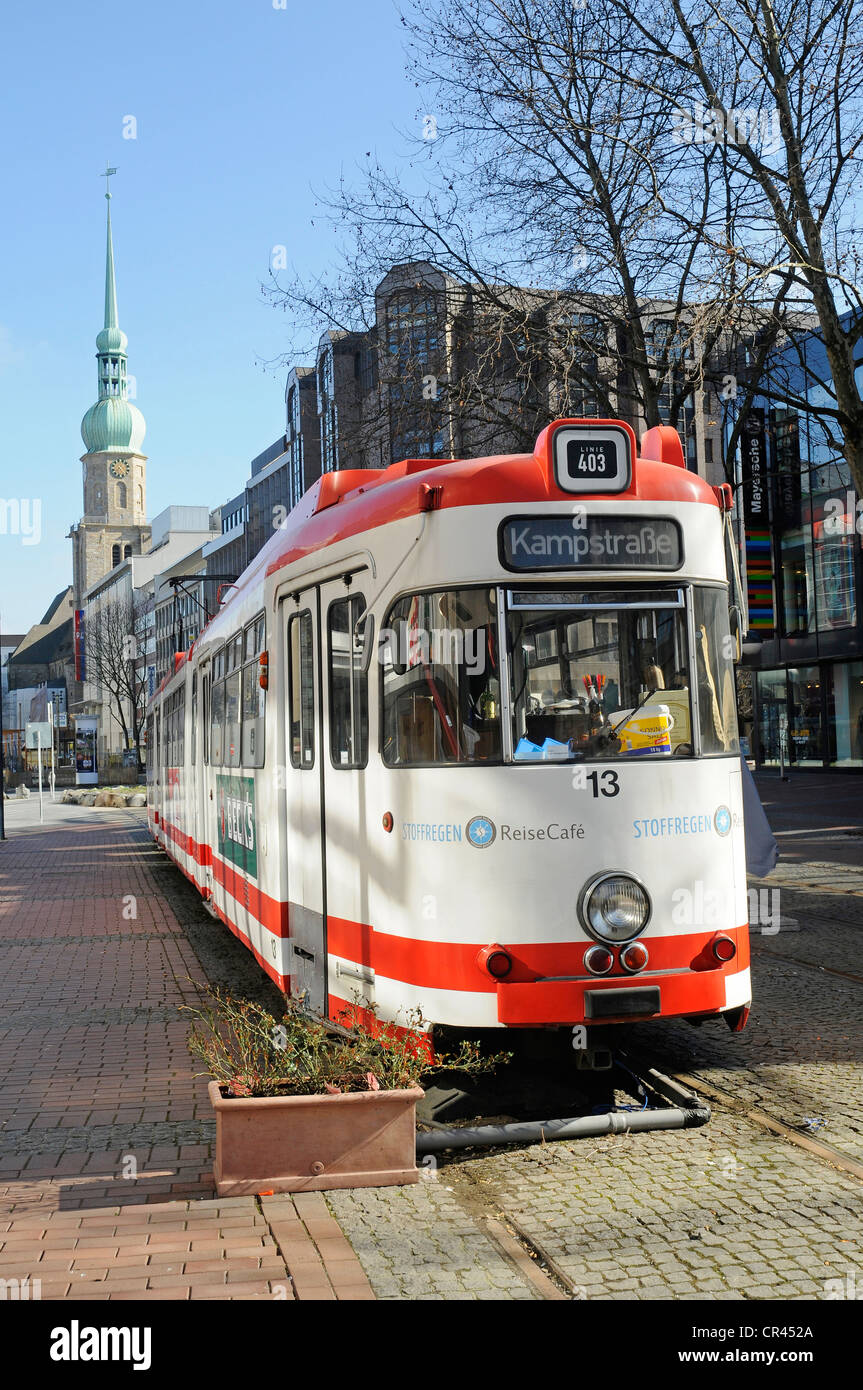 Aufgegeben von Straßenbahn, Kampstraße, Reinoldikirche Kirche, Innenstadt, Dortmund, Ruhrgebiet Region, North Rhine-Westphalia Stockfoto