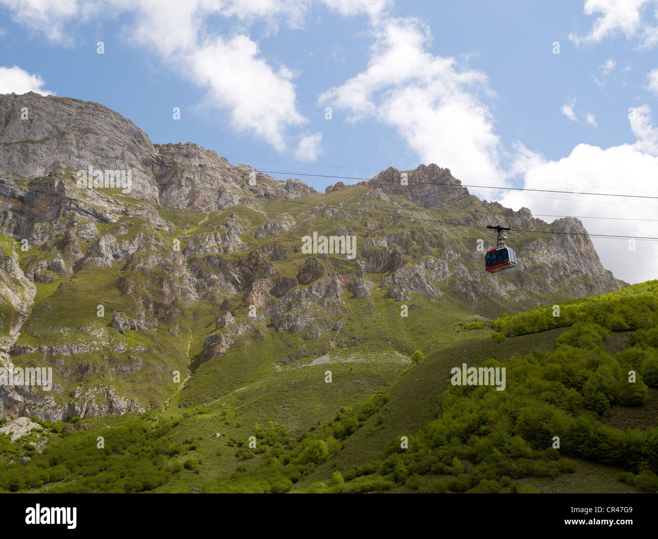 'El Tele Féricco' Seilbahn im Nationalpark Picos de Europa, kantabrischen Gebirge, Kantabrien, Nord-Spanien, Europa Stockfoto