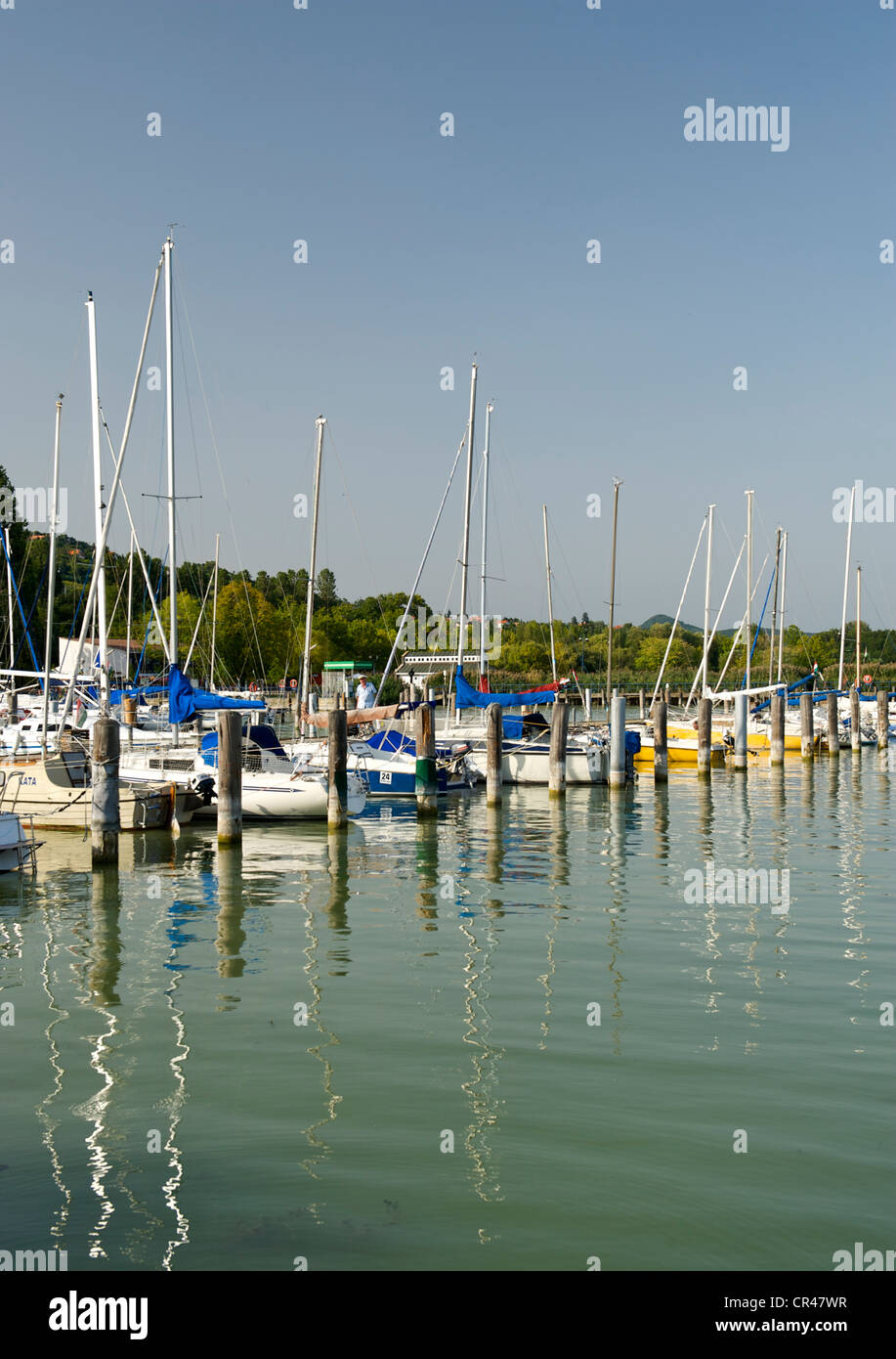 Badacsony Marina am Rande des Balaton in Ungarn. Stockfoto