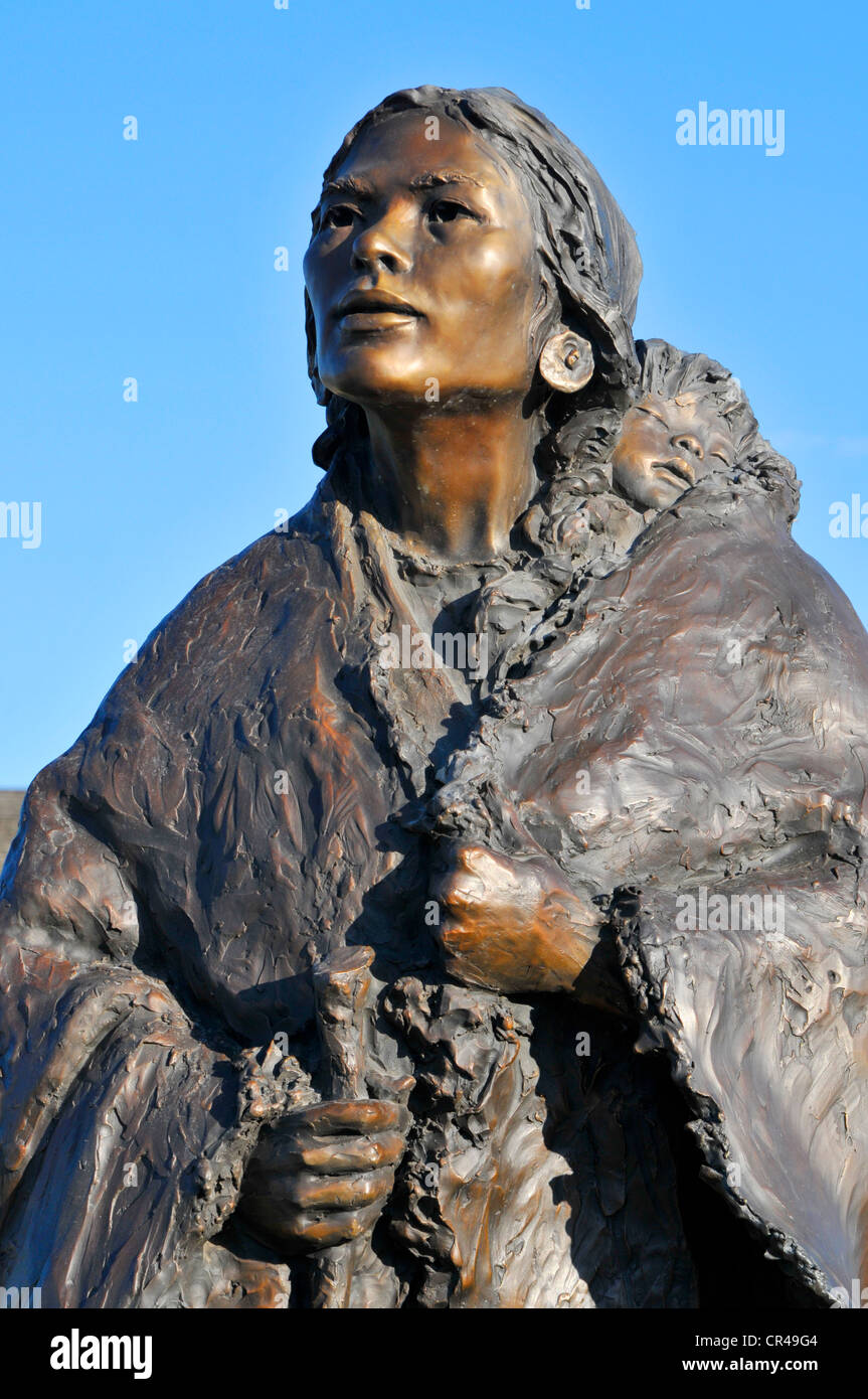 Indische Mutter mit Baby Skulptur Cody Wyoming WY Buffalo Bill Wild West historischen Zentrum Yellowstone National Park Stockfoto